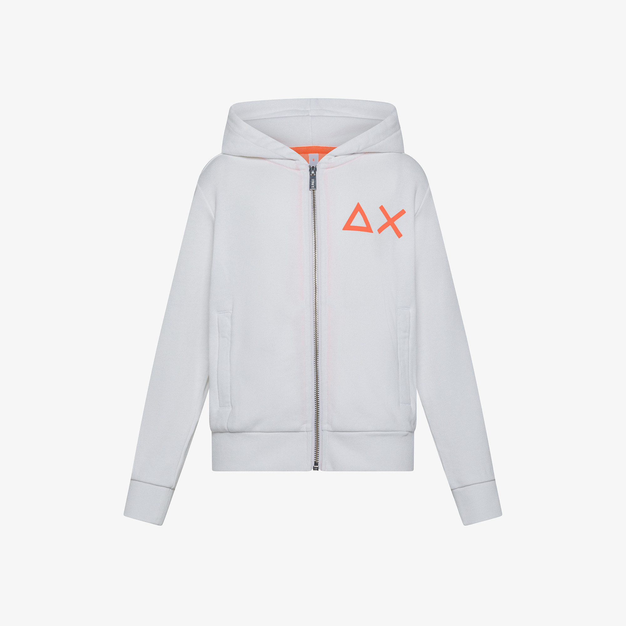 BOY'S HOODIE ZIP FLUO COLLECTION FLEECE BIANCO PANNA