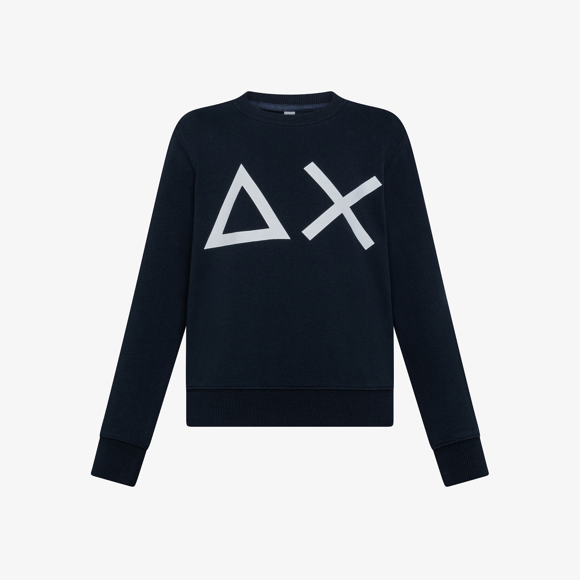 Navy blue cotton sweatshirt with maxi logo