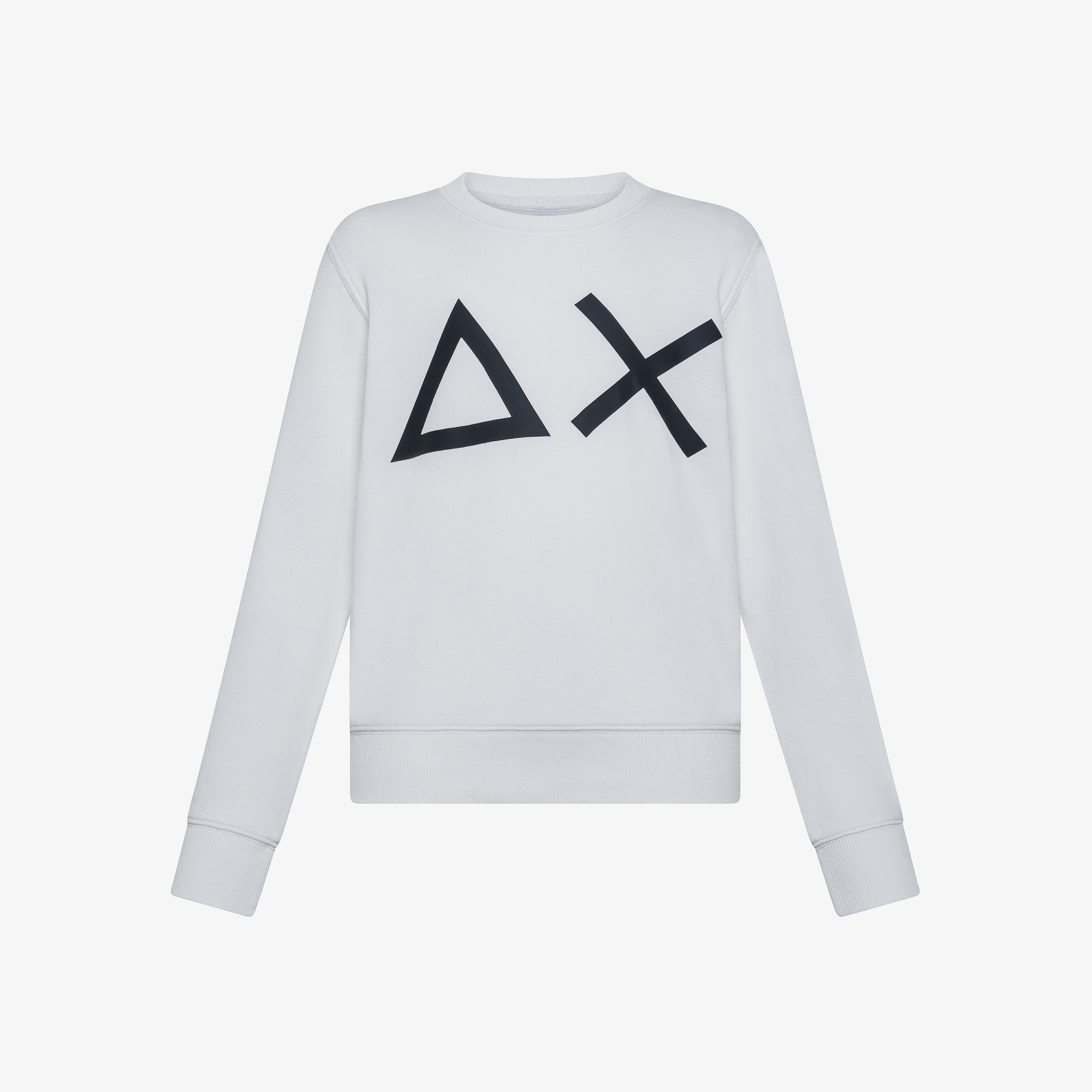 Felpa in cotone bianco panna con maxi logo