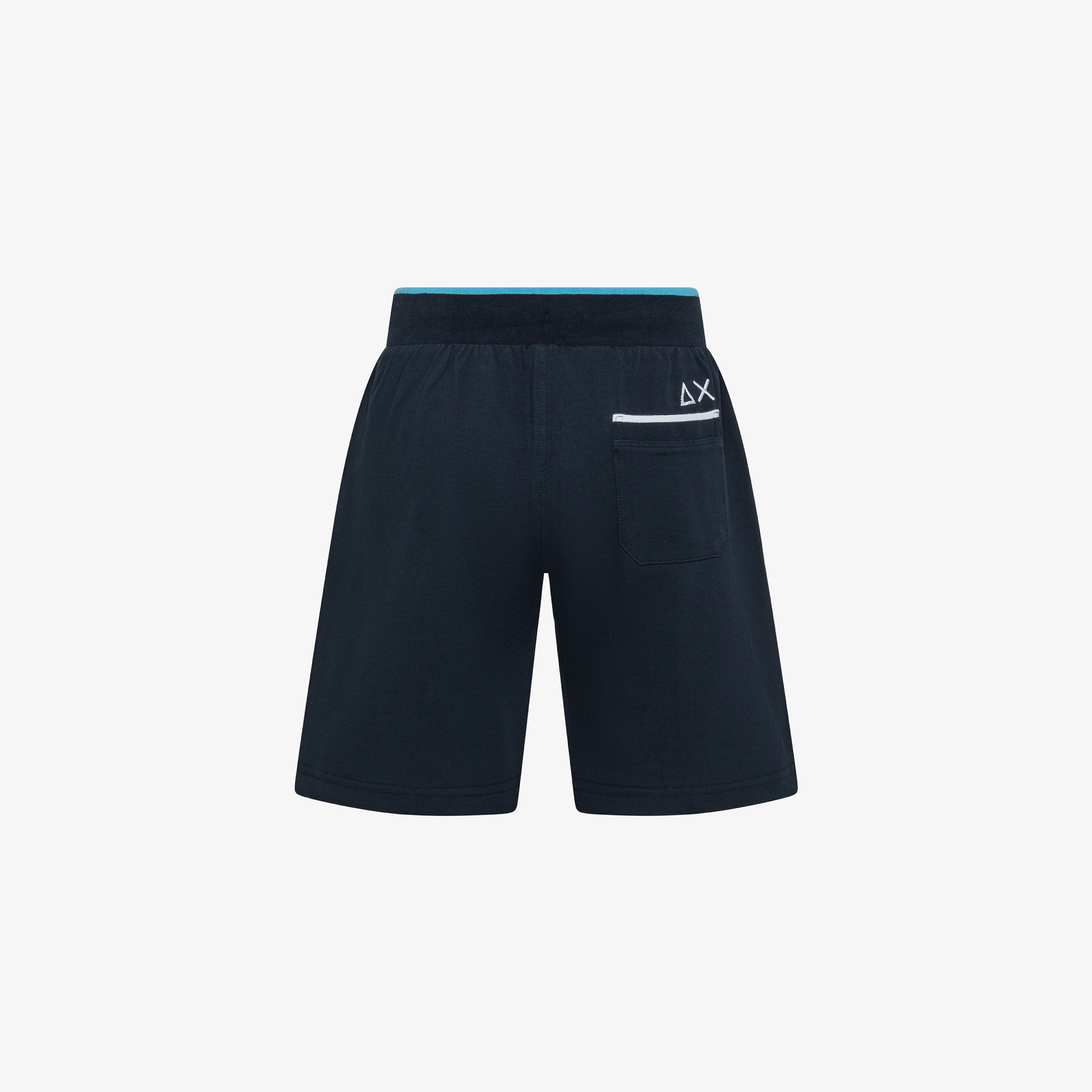 BOY'S SWEATSHORTS PIQUET SMALL STRIPES FLEECE NAVY BLUE