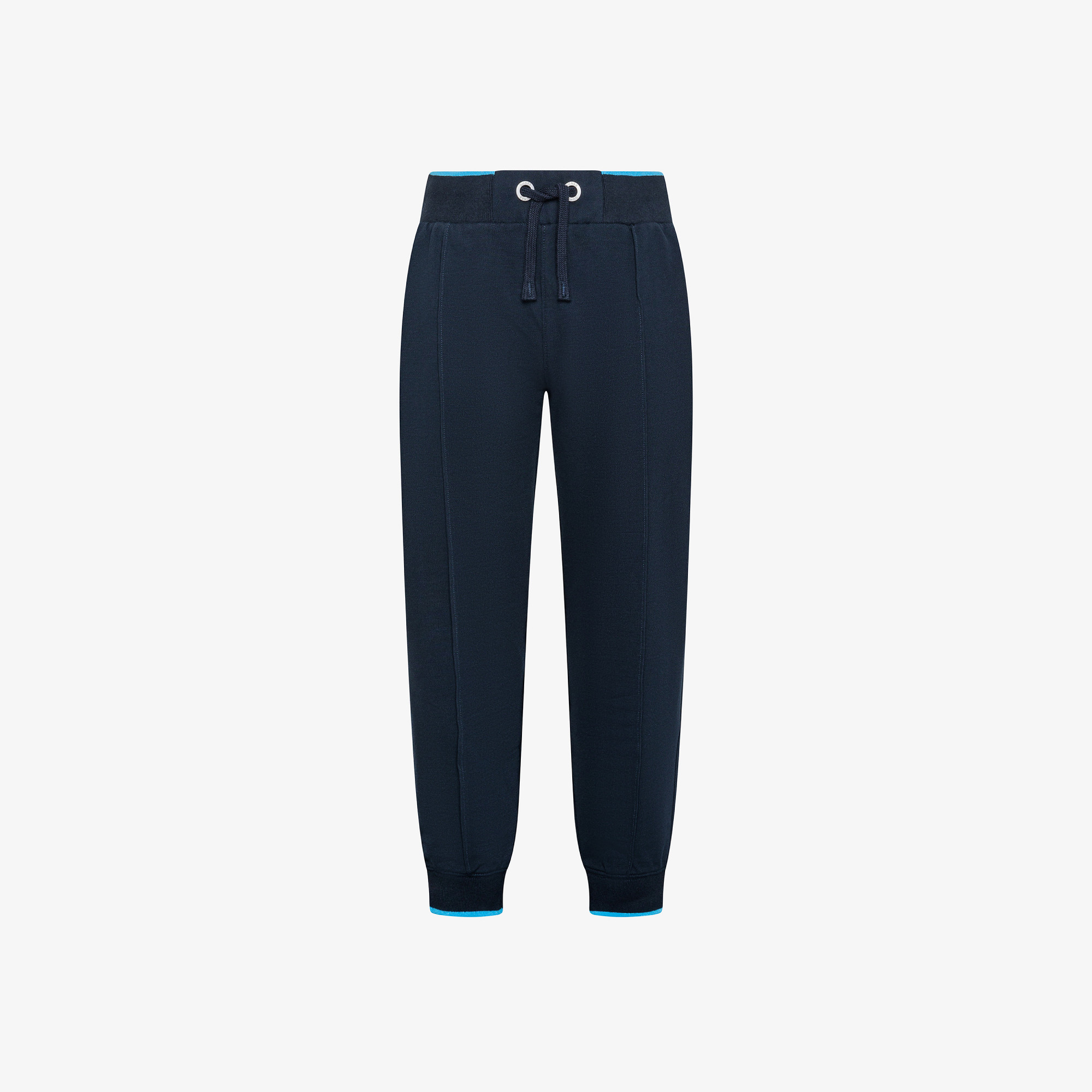 BOY'S SWEATPANTS PIQUET SMALL STRIPES FLEECE NAVY BLUE