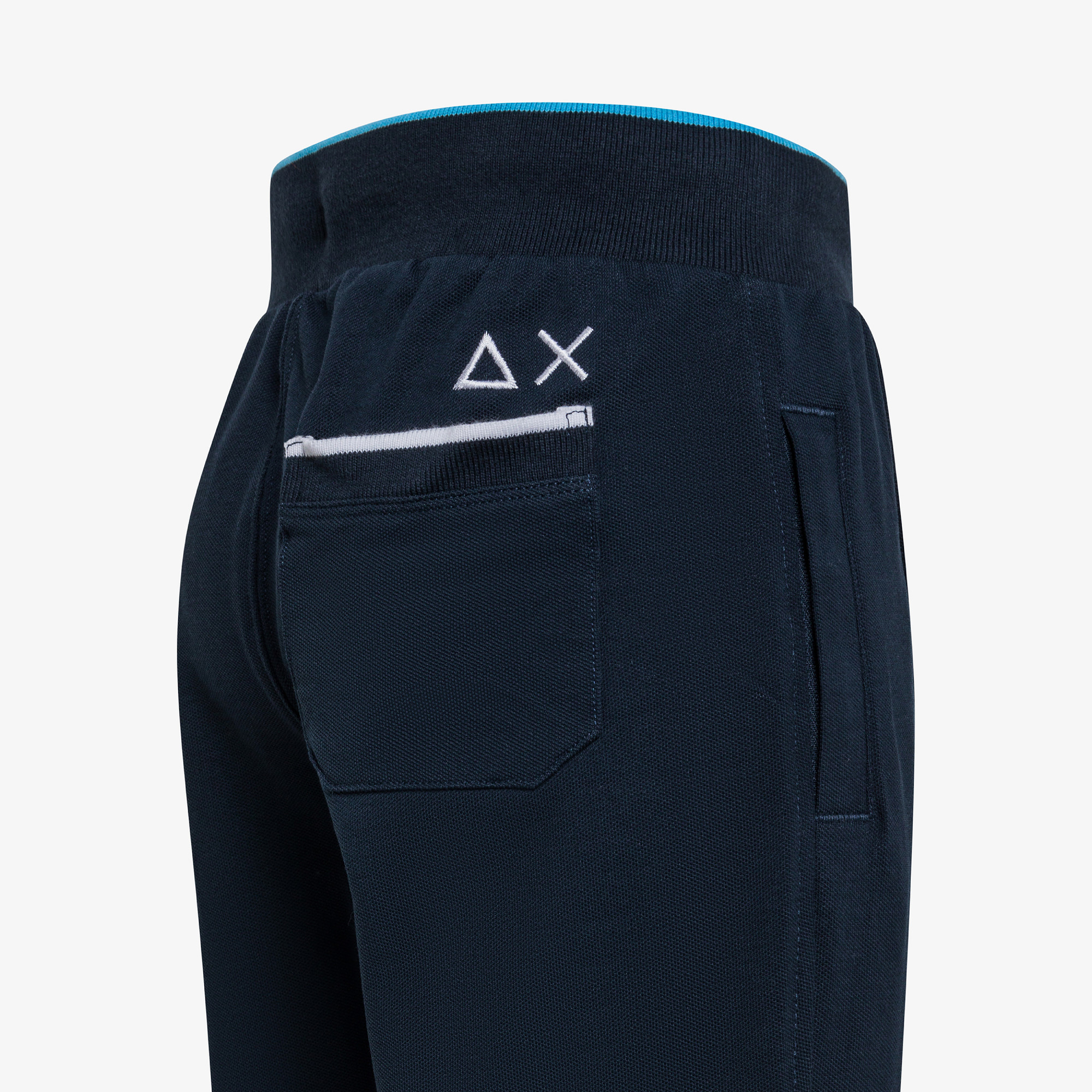BOY'S SWEATPANTS PIQUET SMALL STRIPES FLEECE NAVY BLUE