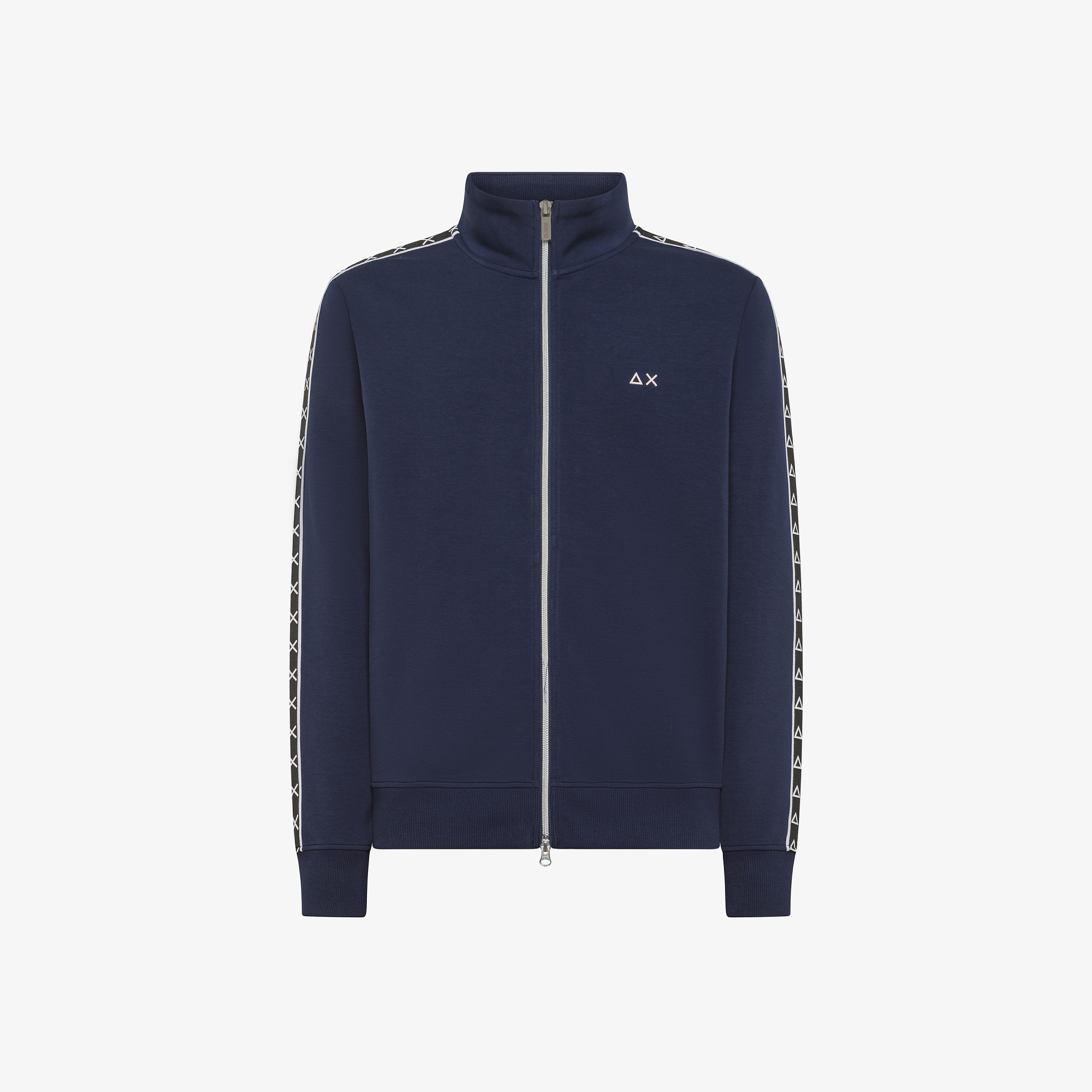 Felpa in cotone con zip NAVY BLUE