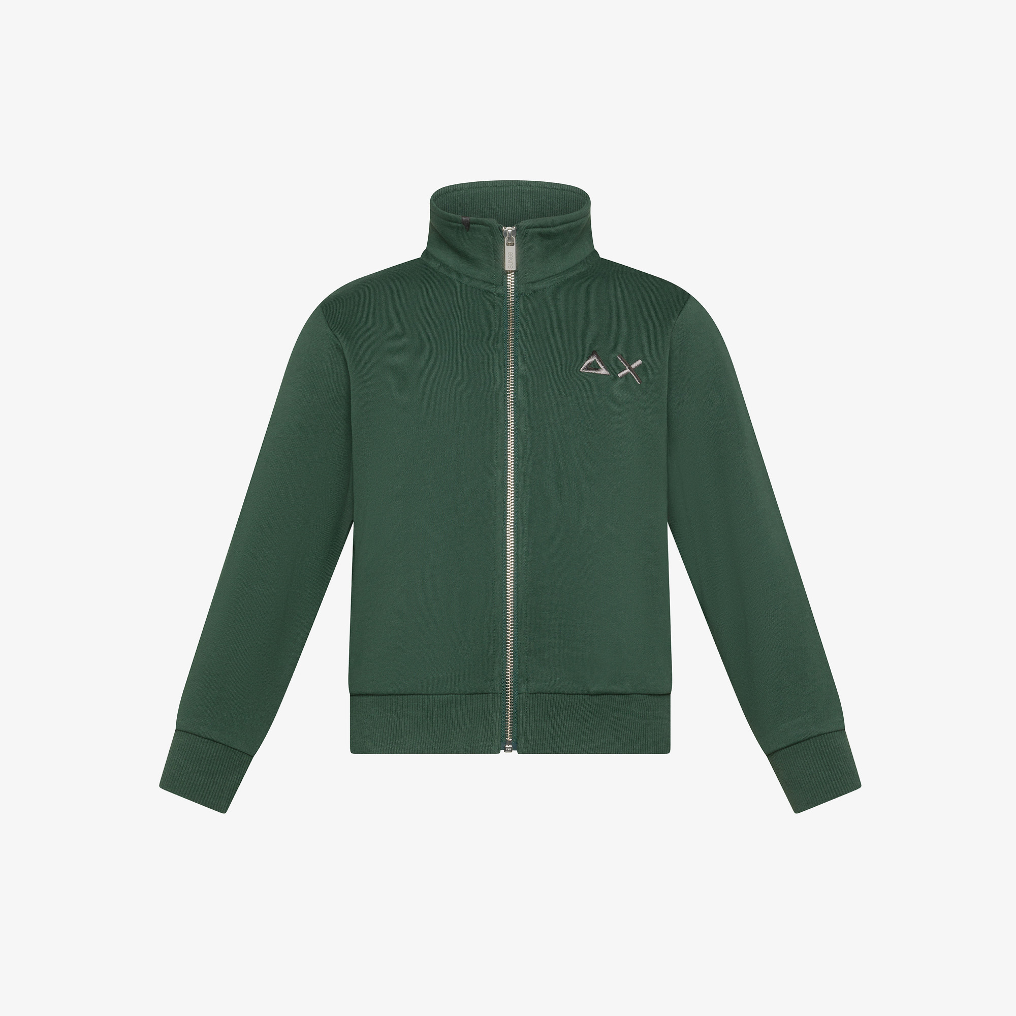 Cotton zip sweatshirt DARK GREEN