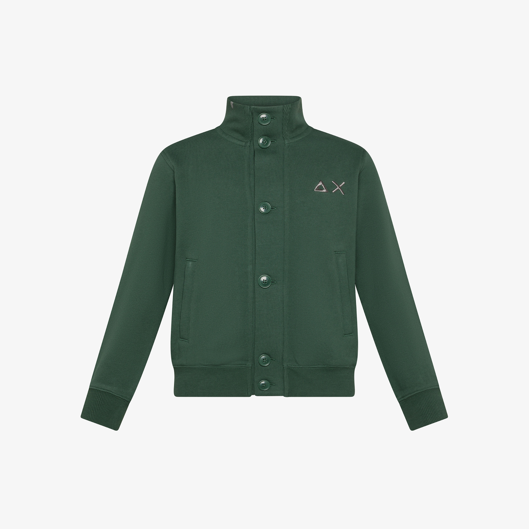 Cotton fleece cardigan DARK GREEN