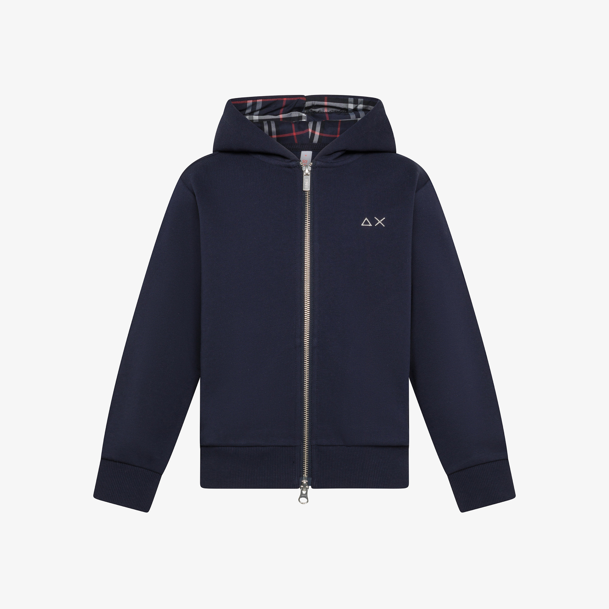 Felpa in cotone con cappuccio e zip NAVY BLUE
