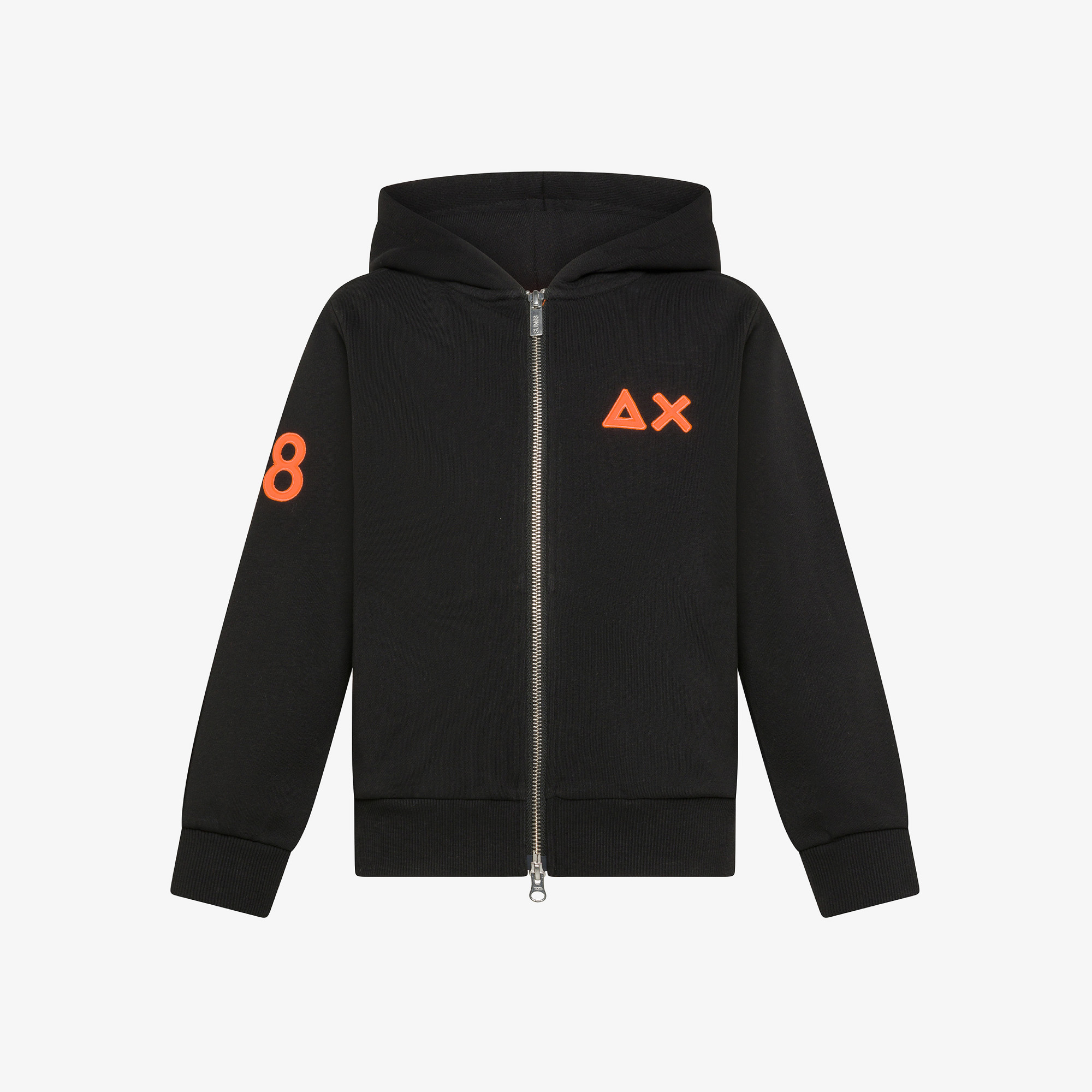 Felpa in cotone con cappuccio e zip NERO
