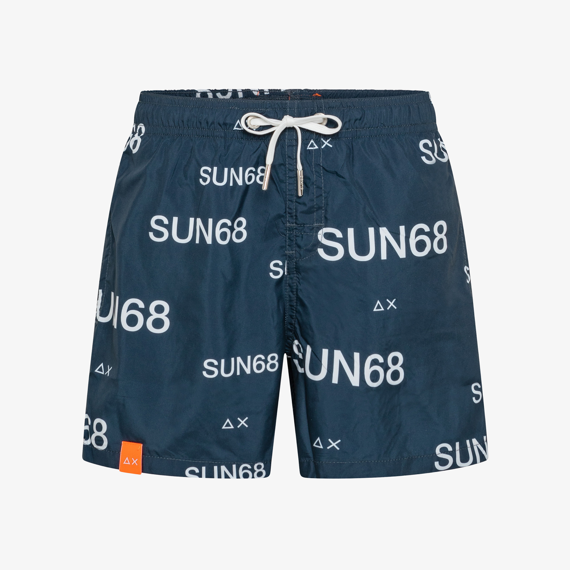 BOY'S SWIM PANT LETTERING ALL OVER NAVY BLUE/BIANCO