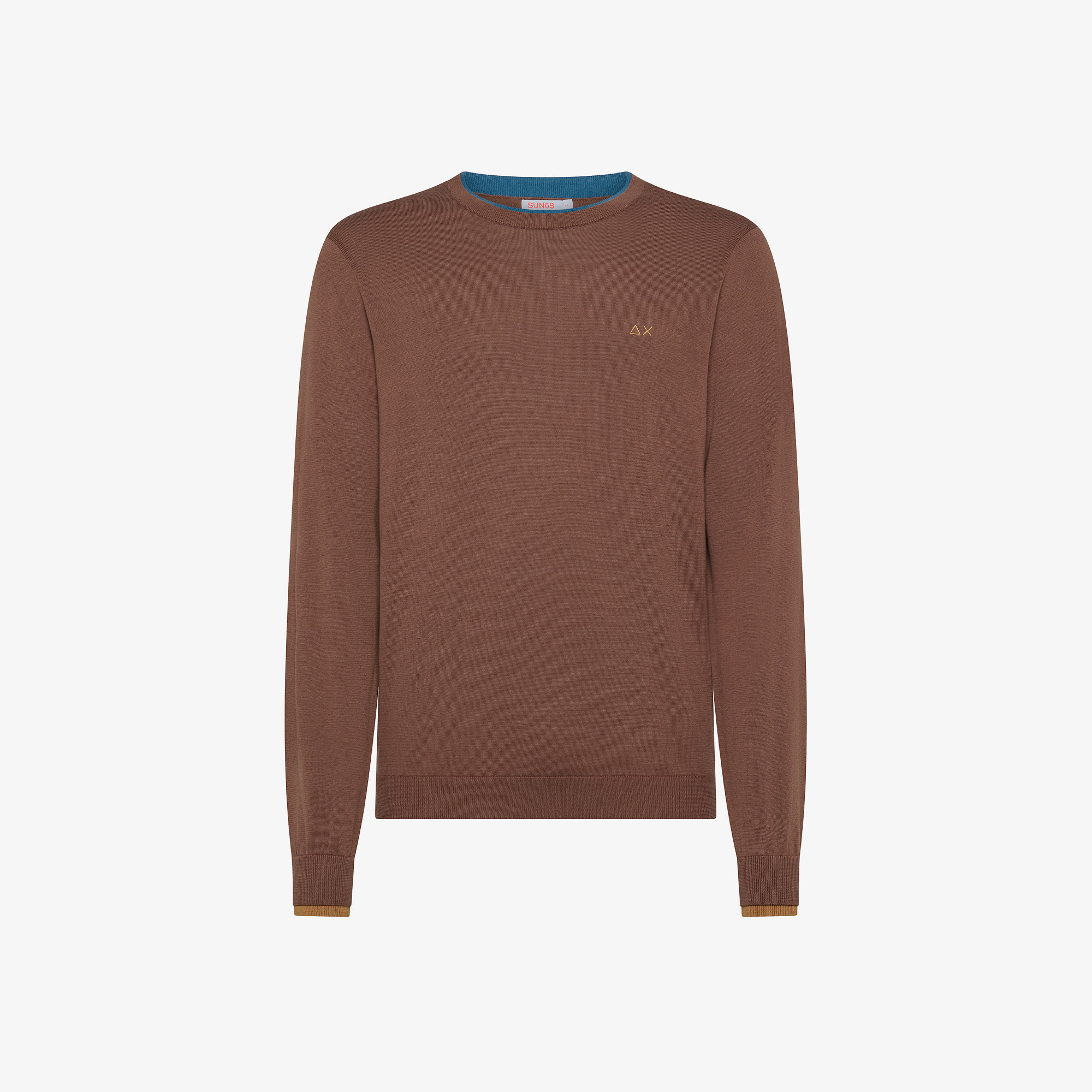 SWEATER NECK DOUBLE RIB MARRONE