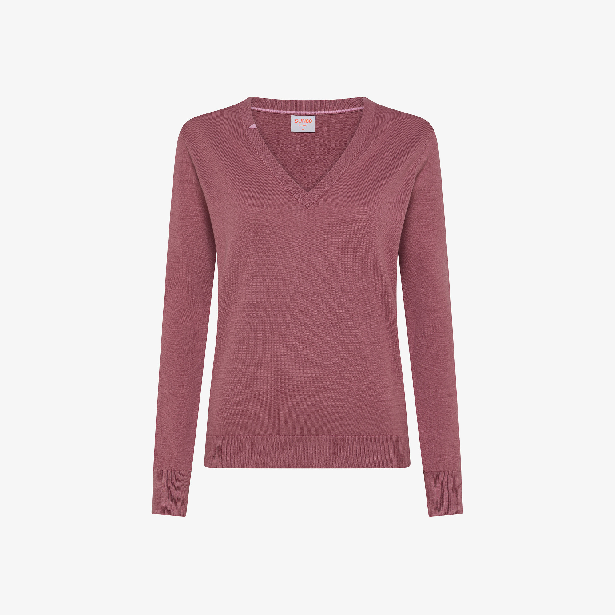 V NECK SWEATER BASIC L/S ROSA SCURO