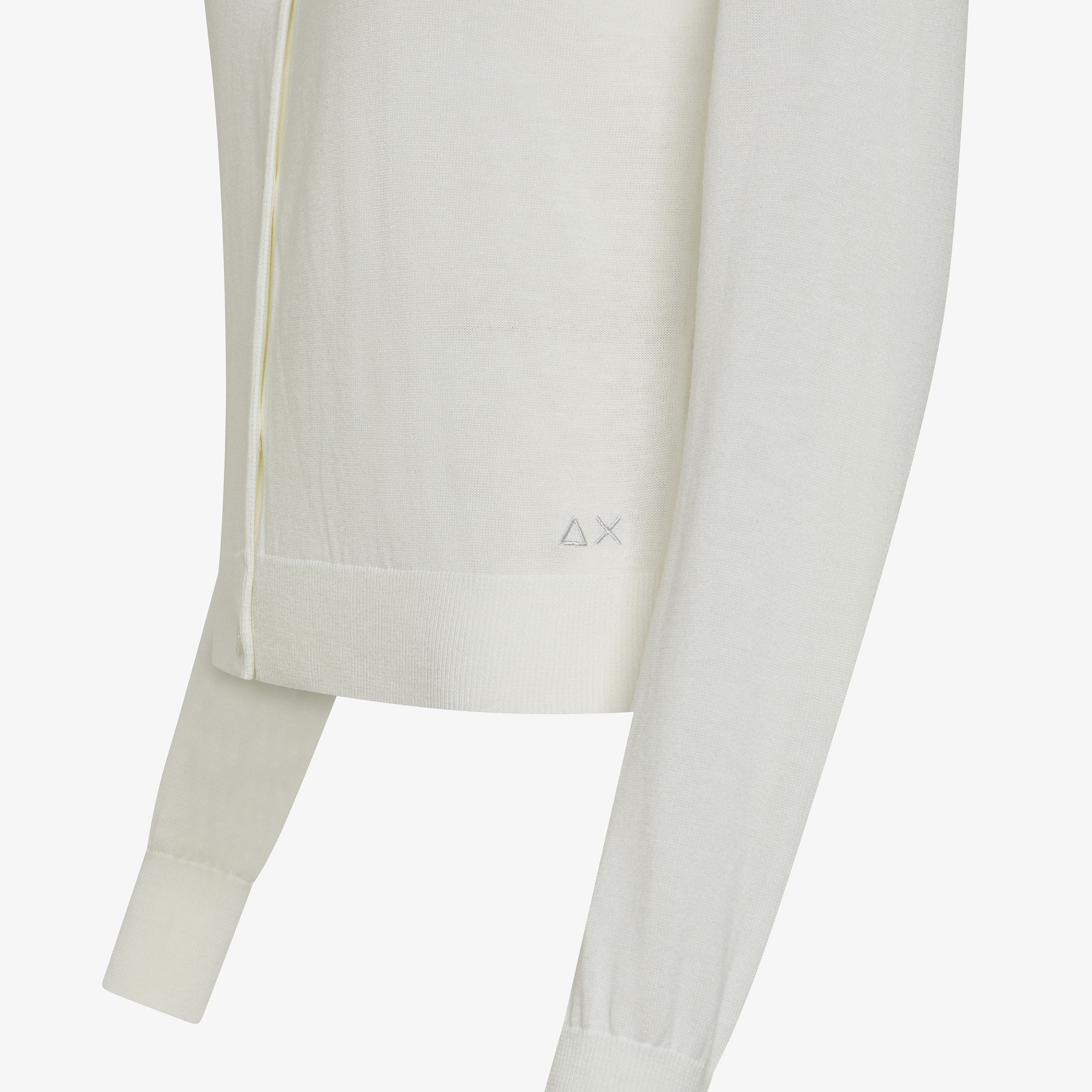 Cardigan cropped in cotone bianco panna
