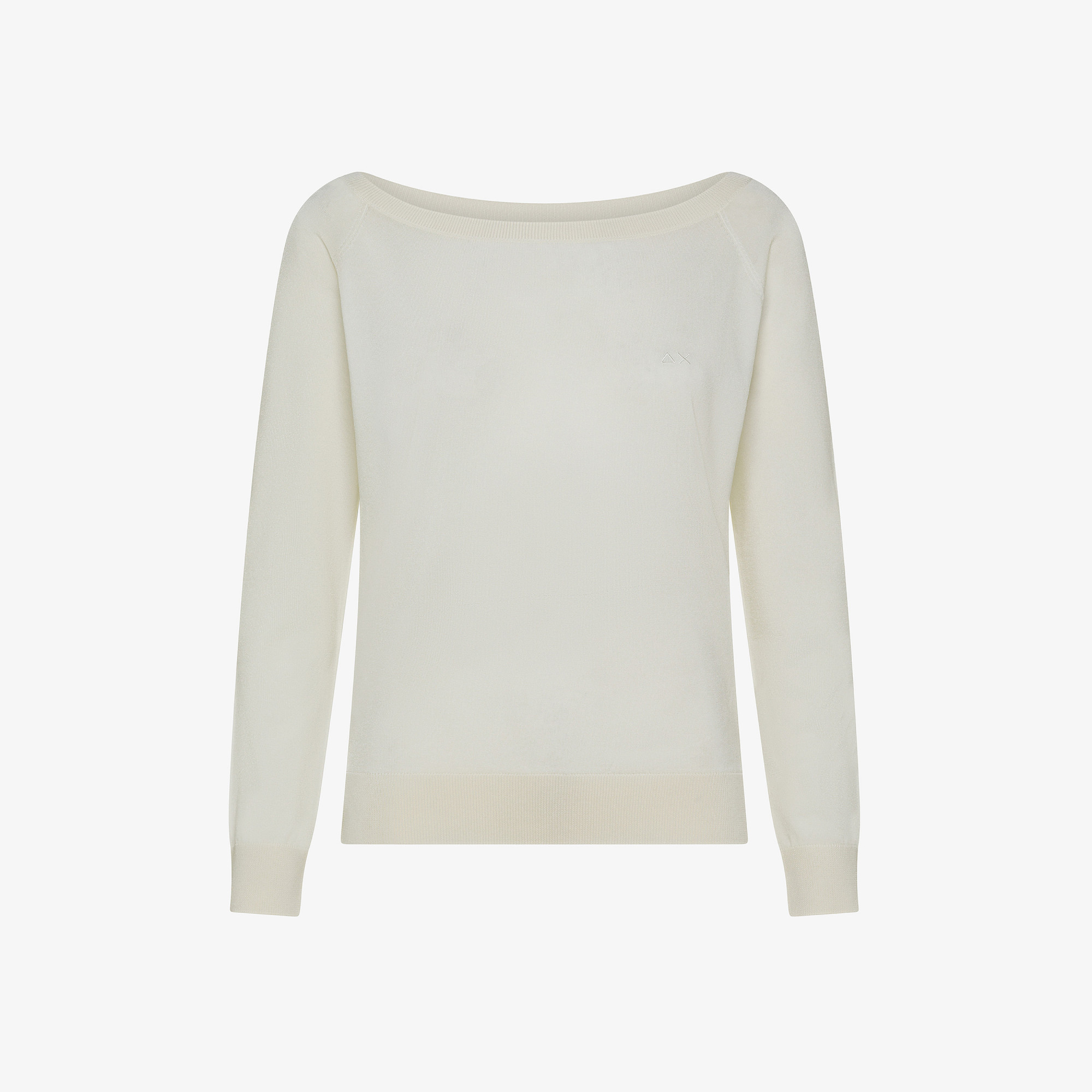 Off white off-the-shoulder jumper