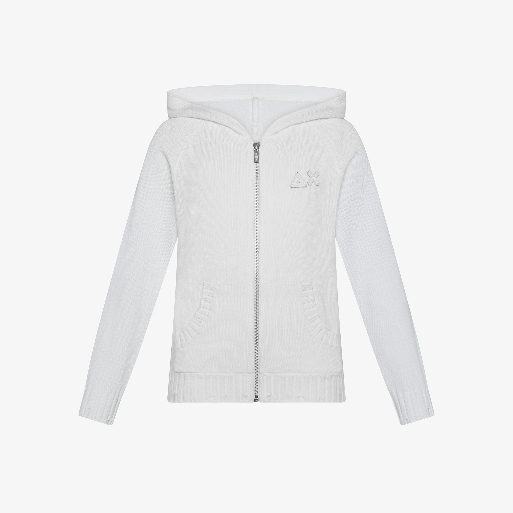 Maglia hoodie in cotone bianco panna