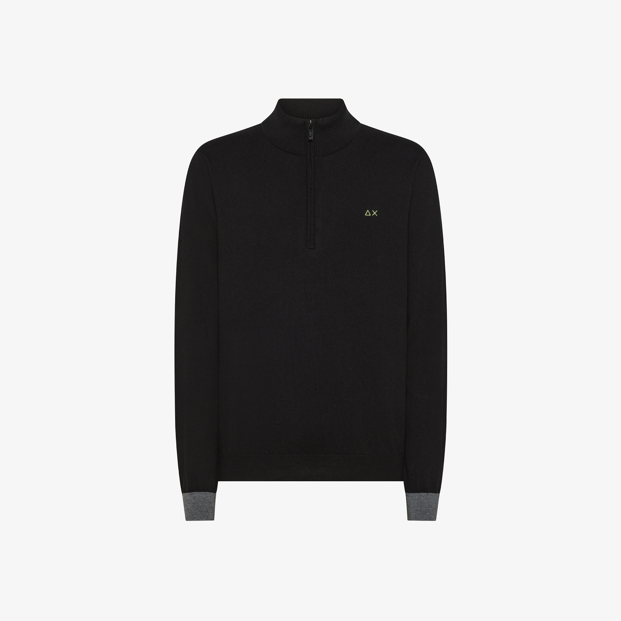 Wool and cotton zip jumper BLACK