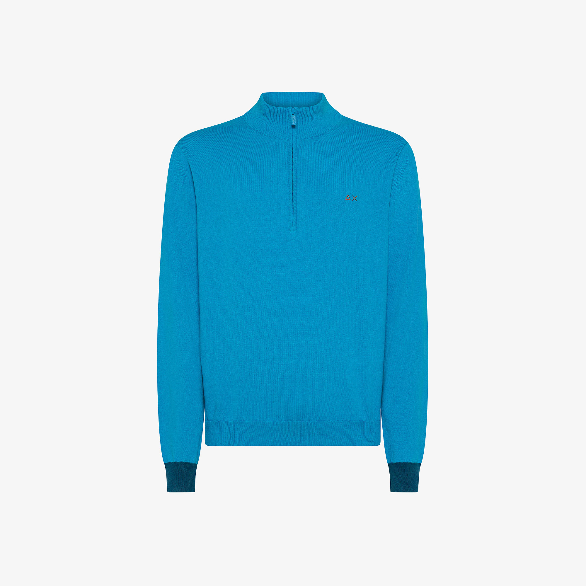 Wool and cotton zip jumper TURQUOISE