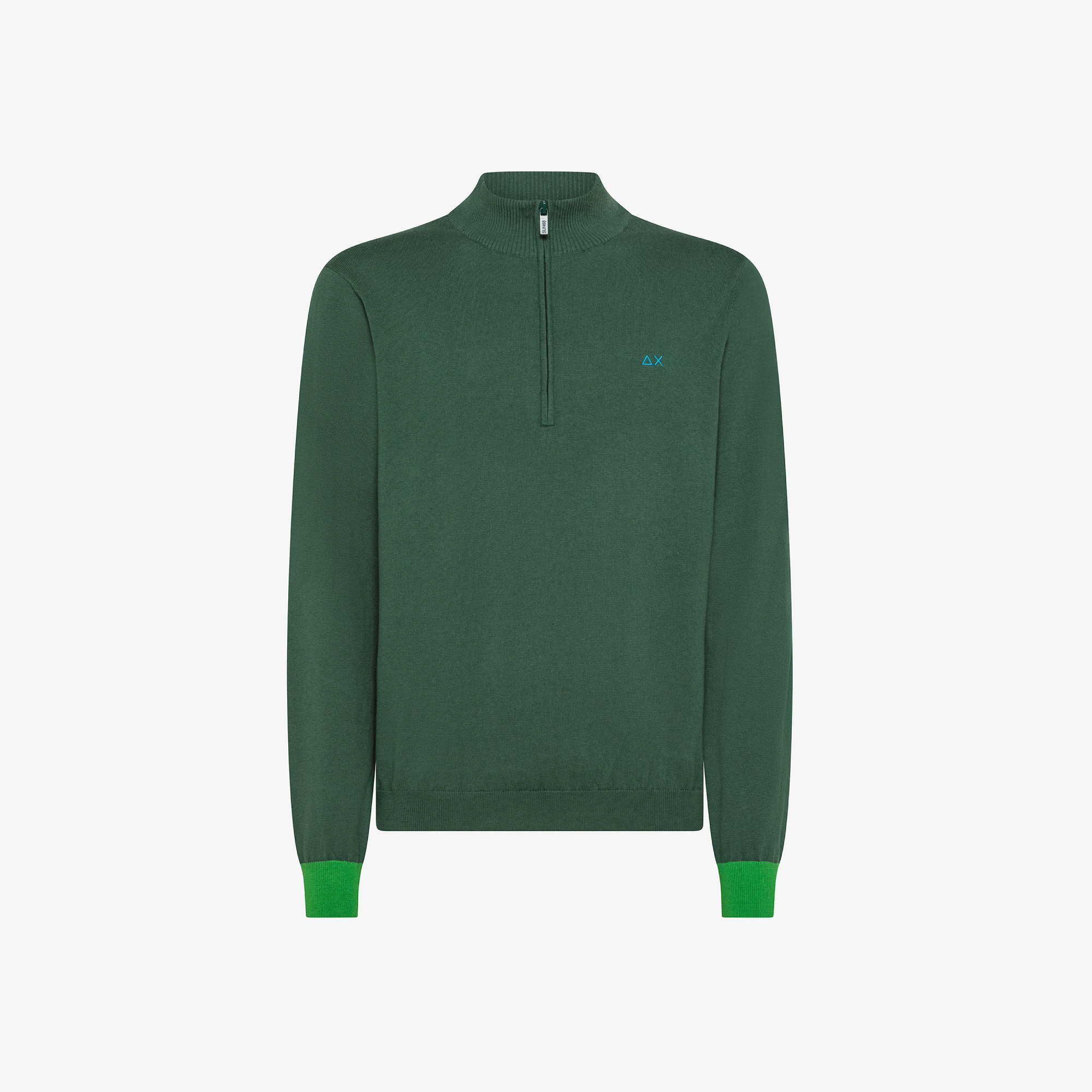 Wool and cotton zip jumper DARK GREEN