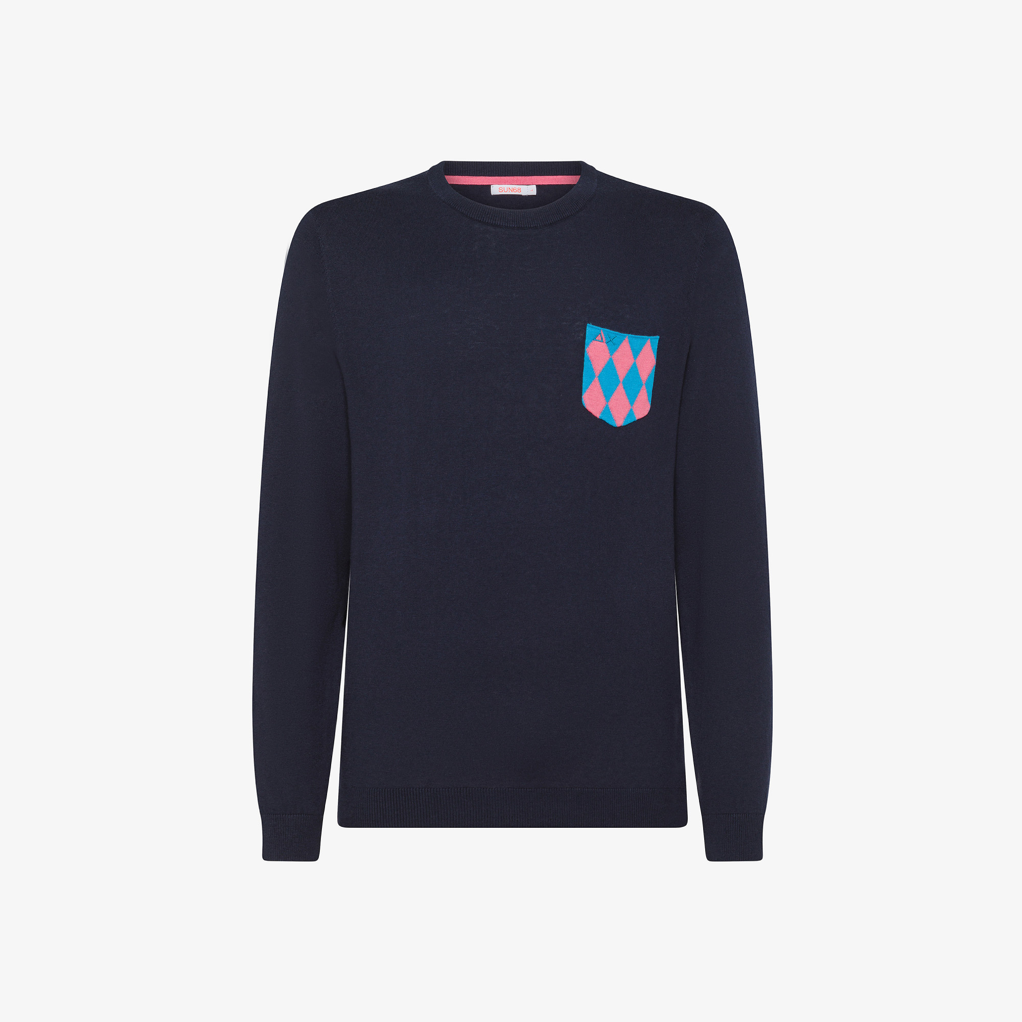 Wool and cotton jumper with pocket NAVY BLUE