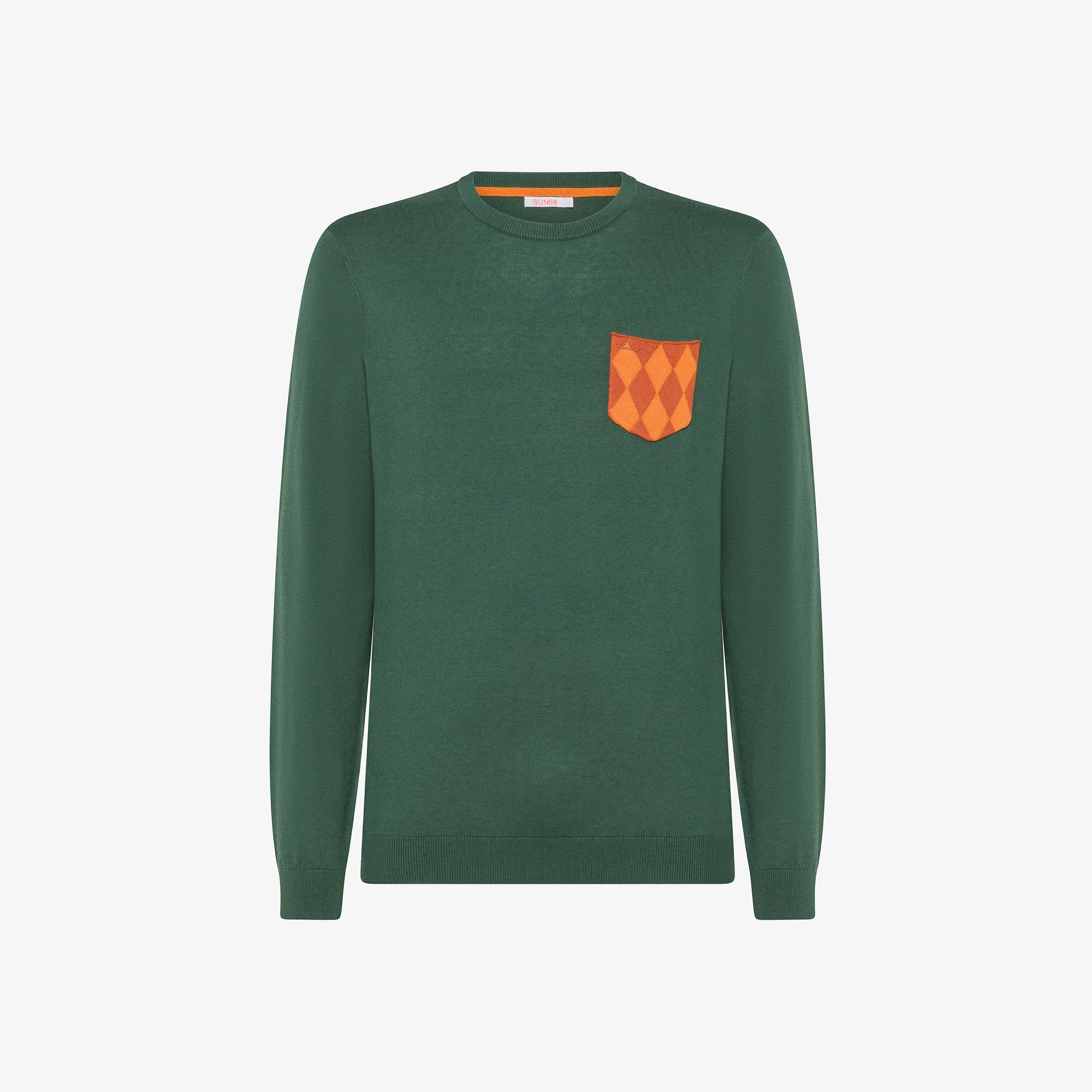 Wool and cotton jumper with pocket DARK GREEN