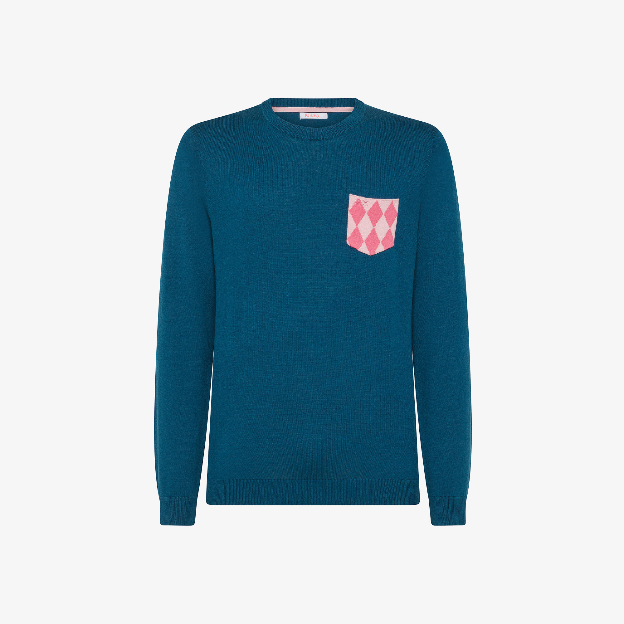 Wool and cotton jumper with pocket DEEP BLUE