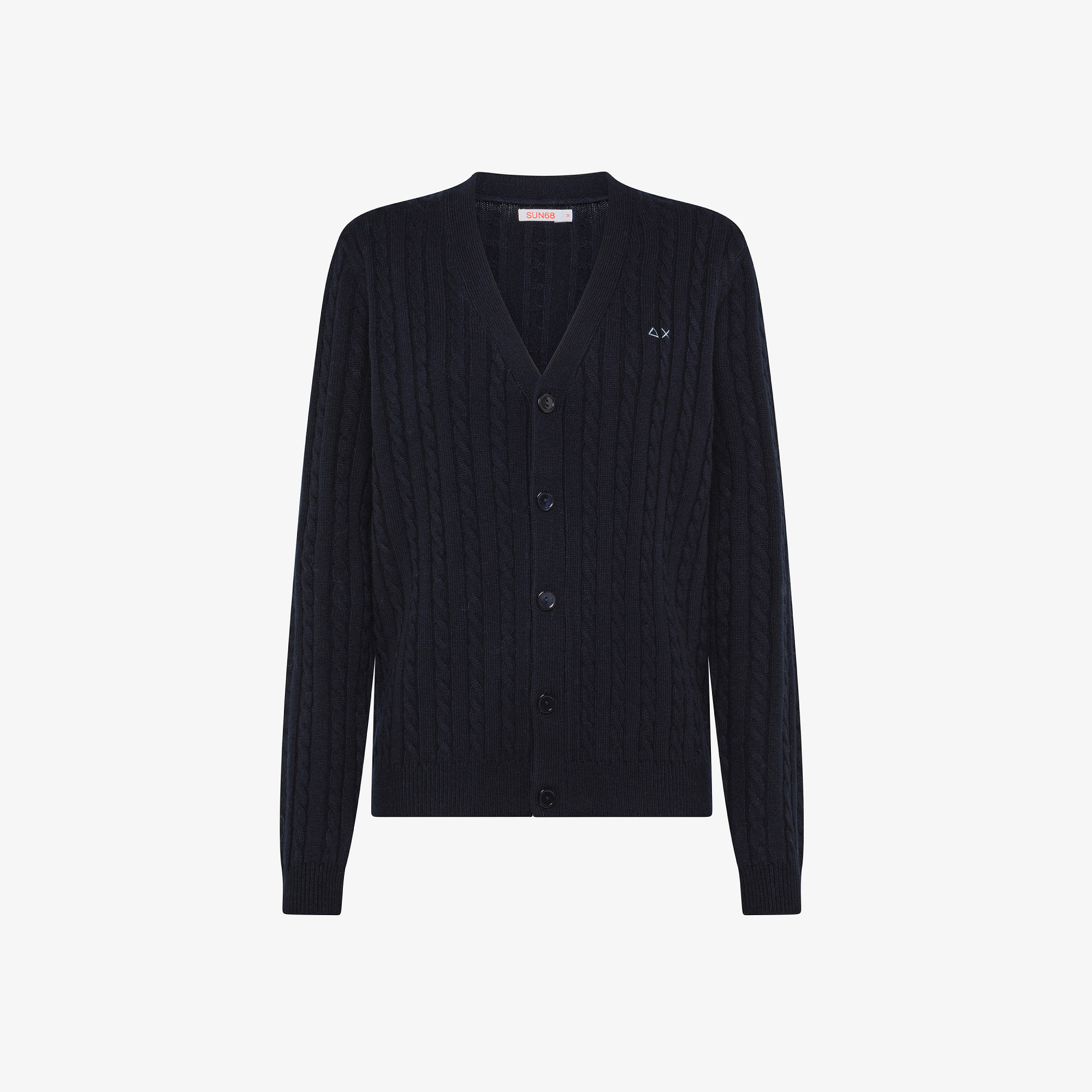 Cardigan in lana e cashmere a trecce NAVY BLUE