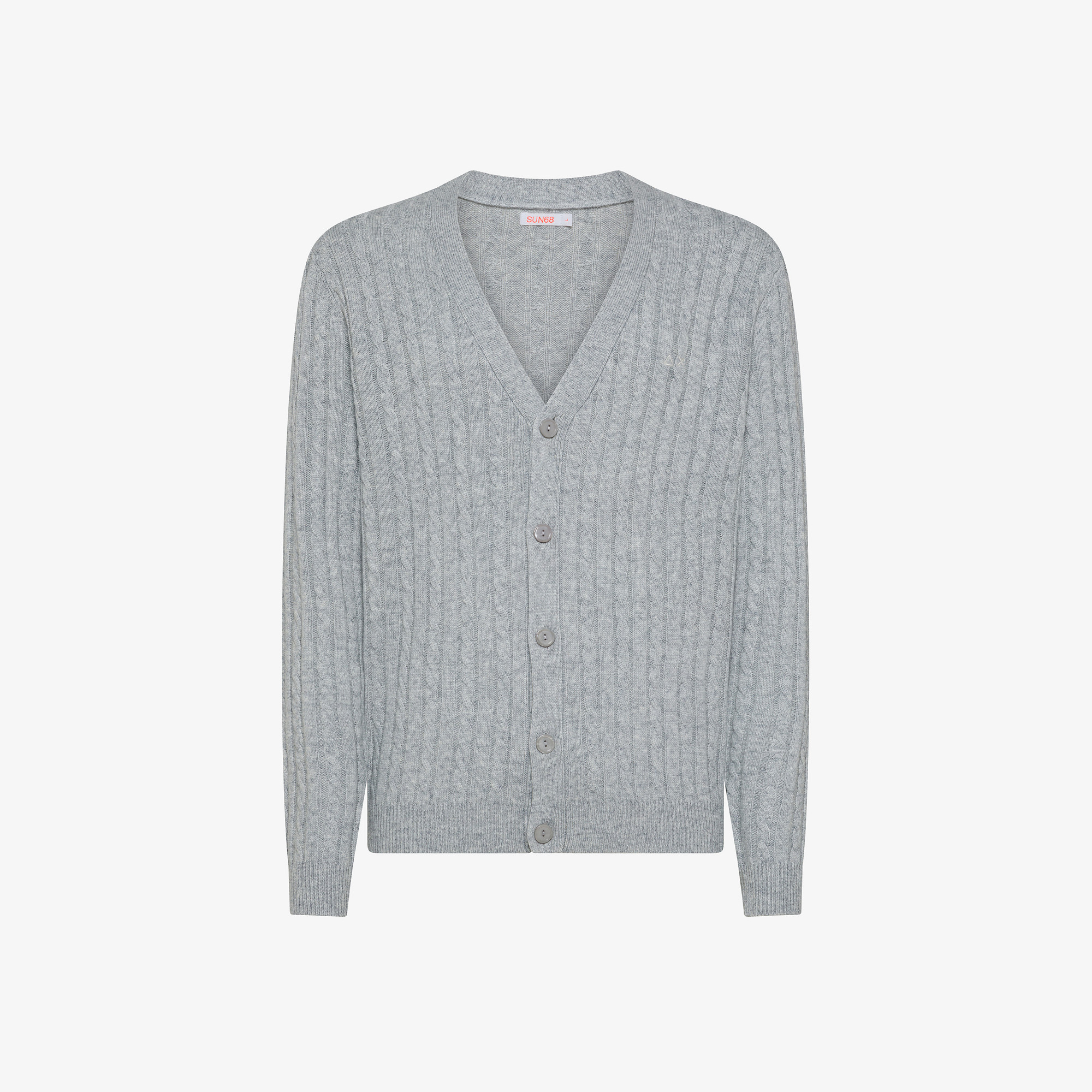 Cardigan in lana e cashmere a trecce GRIGIO MEDIO