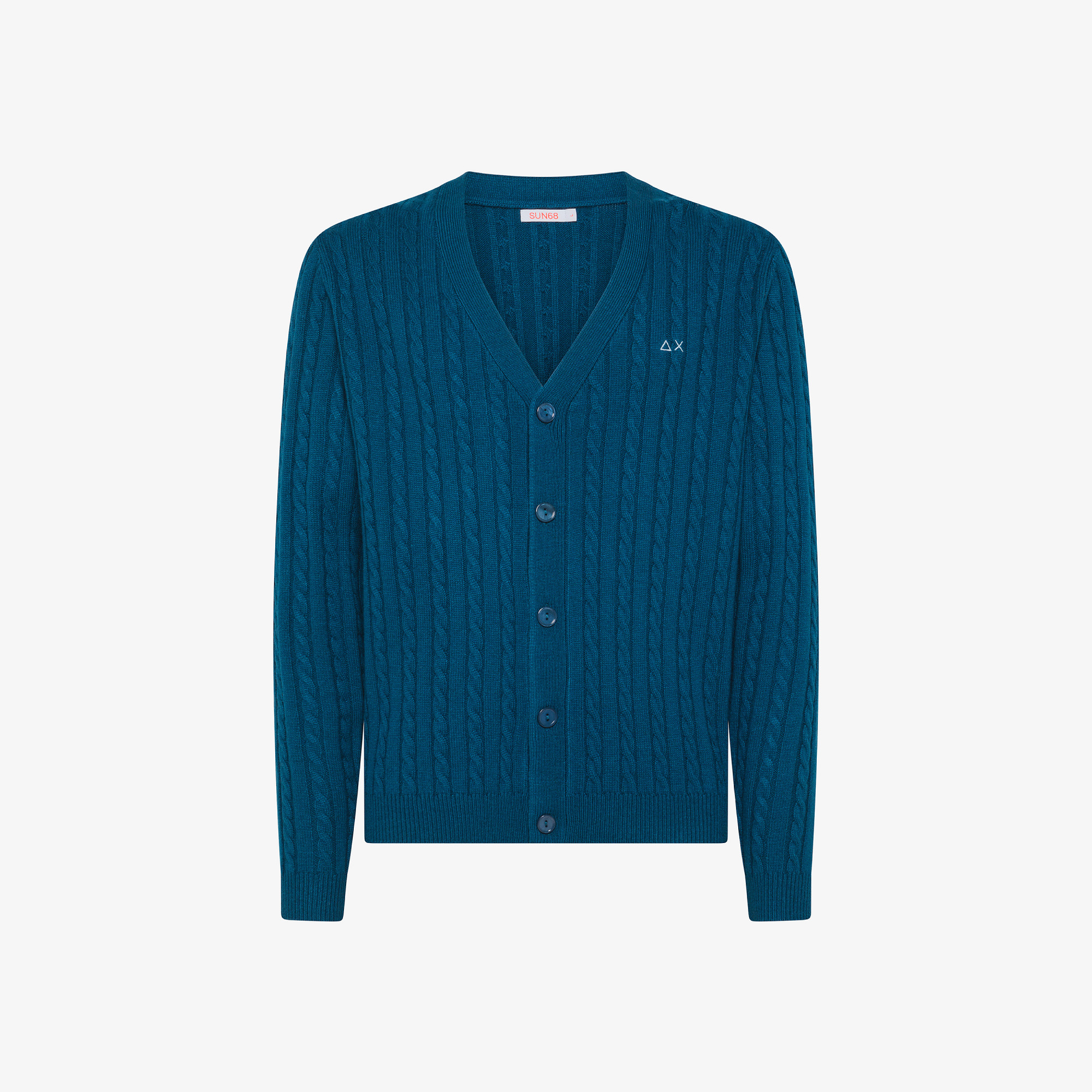 Wool and cashmere cable-knit cardigan DEEP BLUE