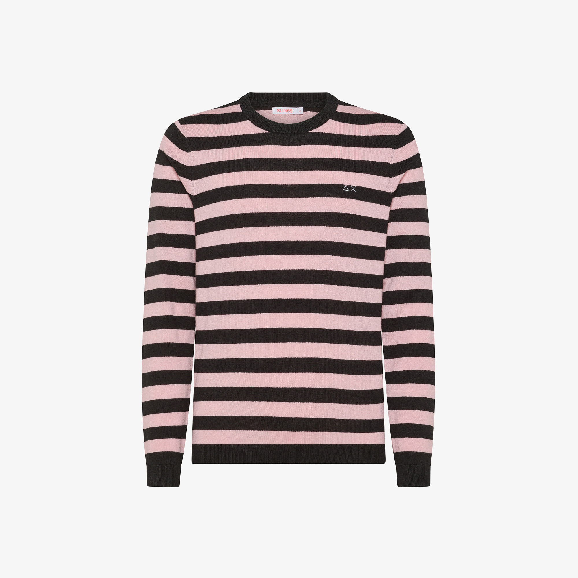 Striped wool and cotton jumper BLACK