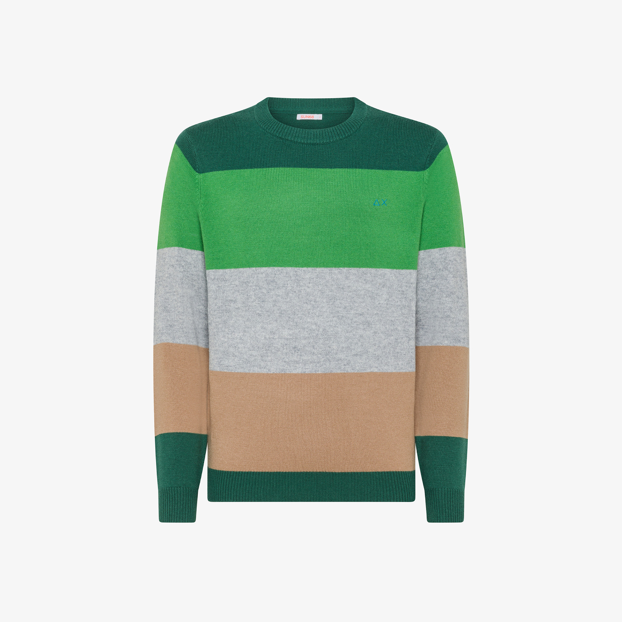 Striped wool and cashmere jumper DARK GREEN