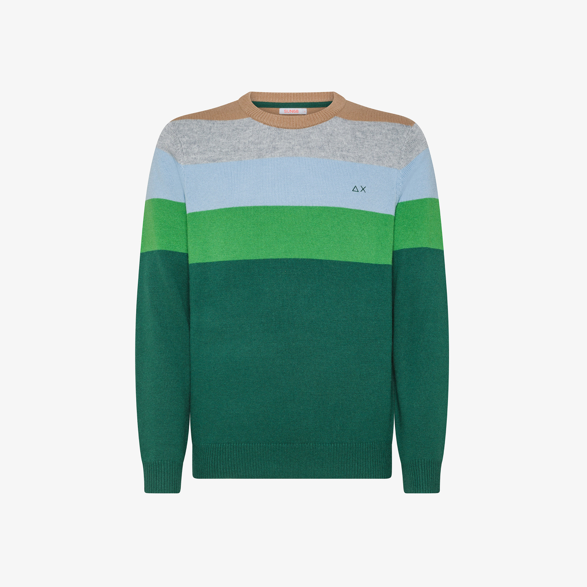 Striped wool and cashmere jumper DARK GREEN