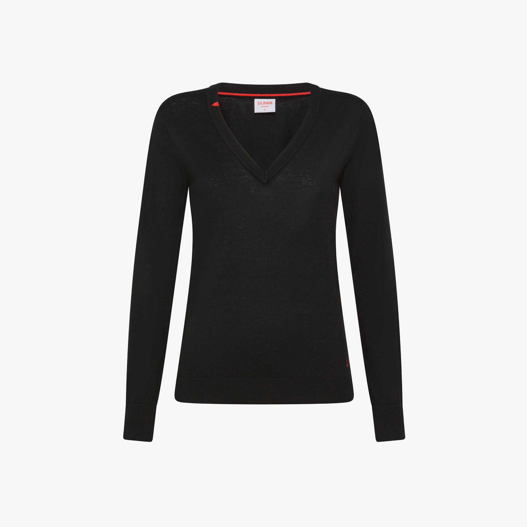 V NECK BASIC L/S NERO