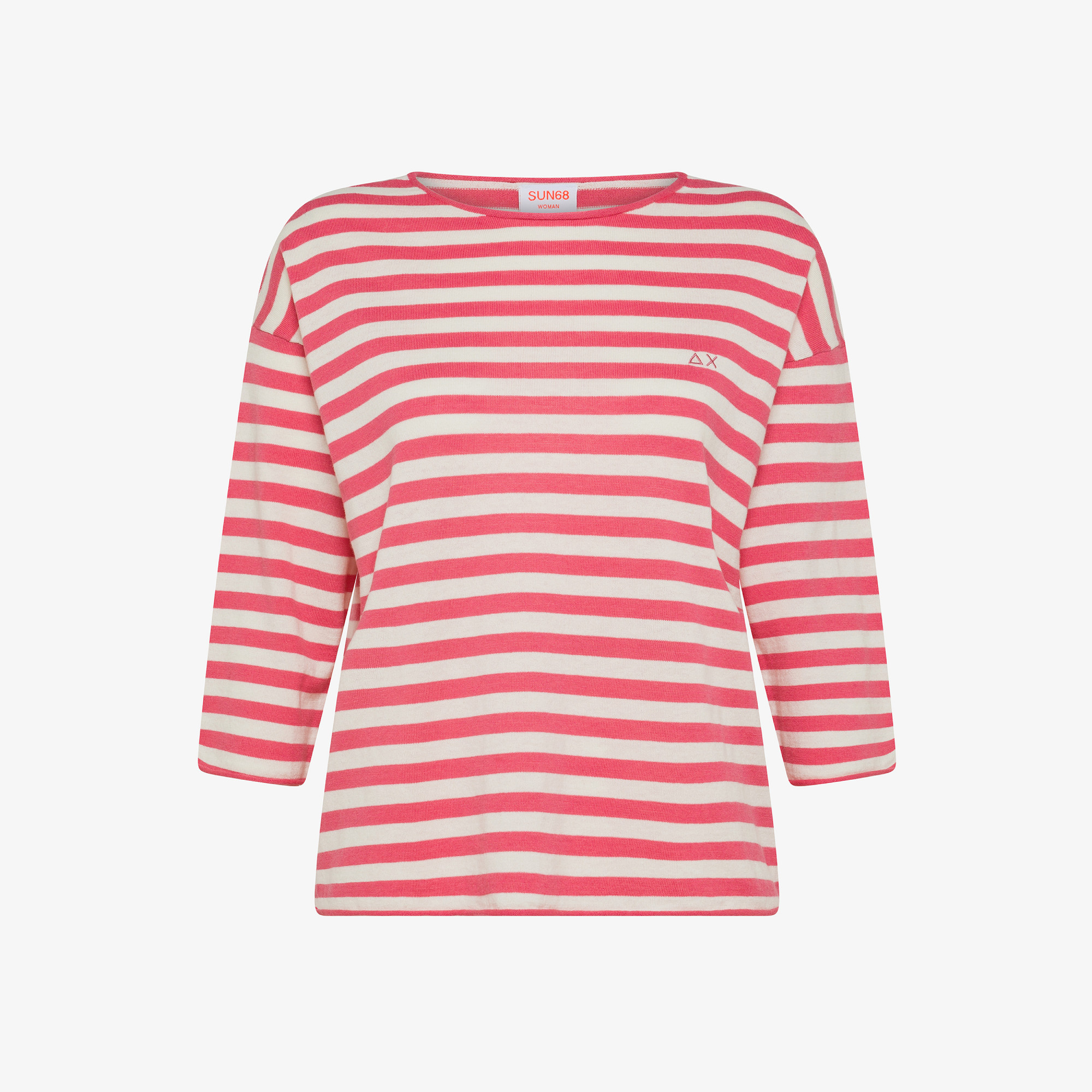 ROUND NECK STRIPES L/S DAHLIA/OFF WHITE