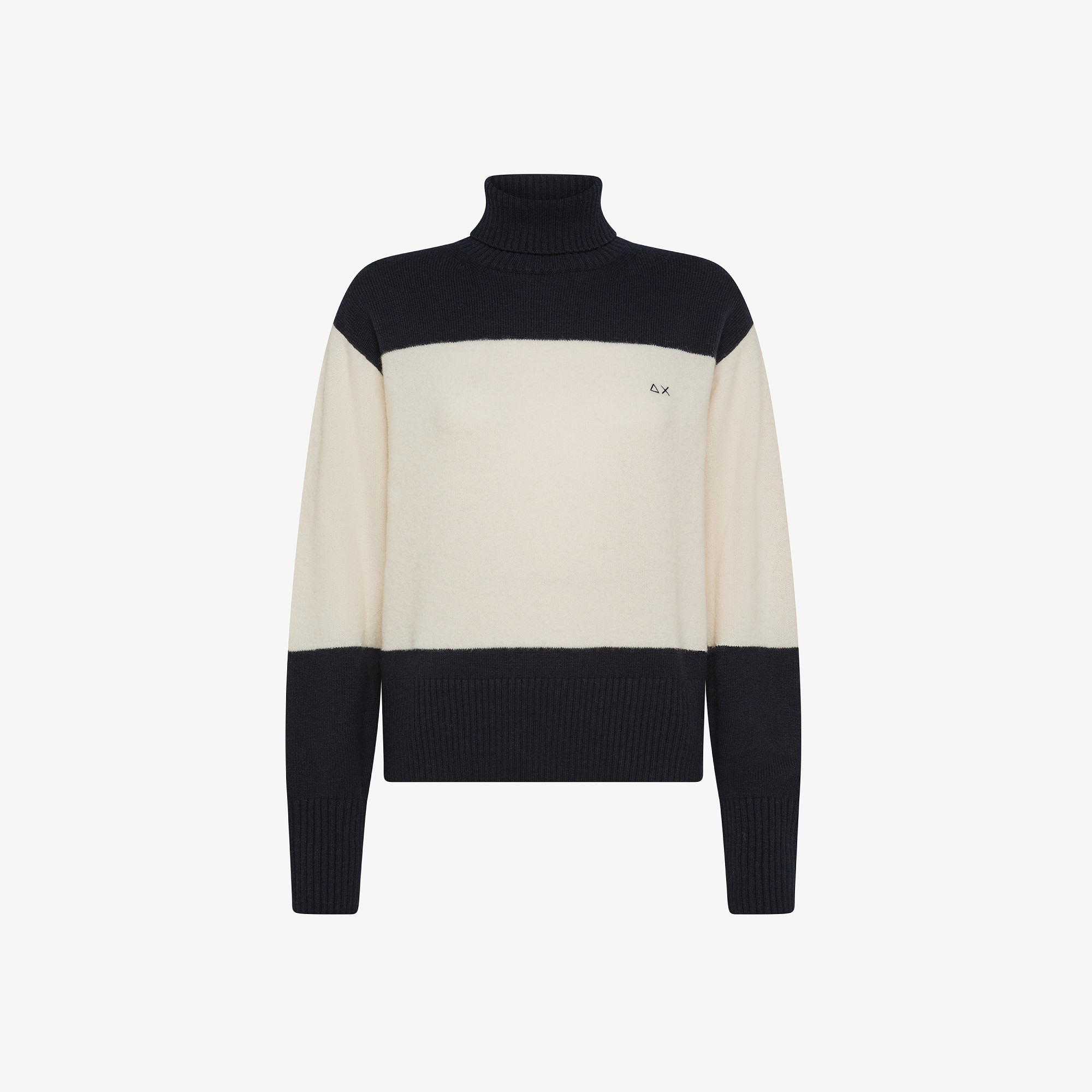 TURTLE NECK BLOCK COLOR NAVY BLUE