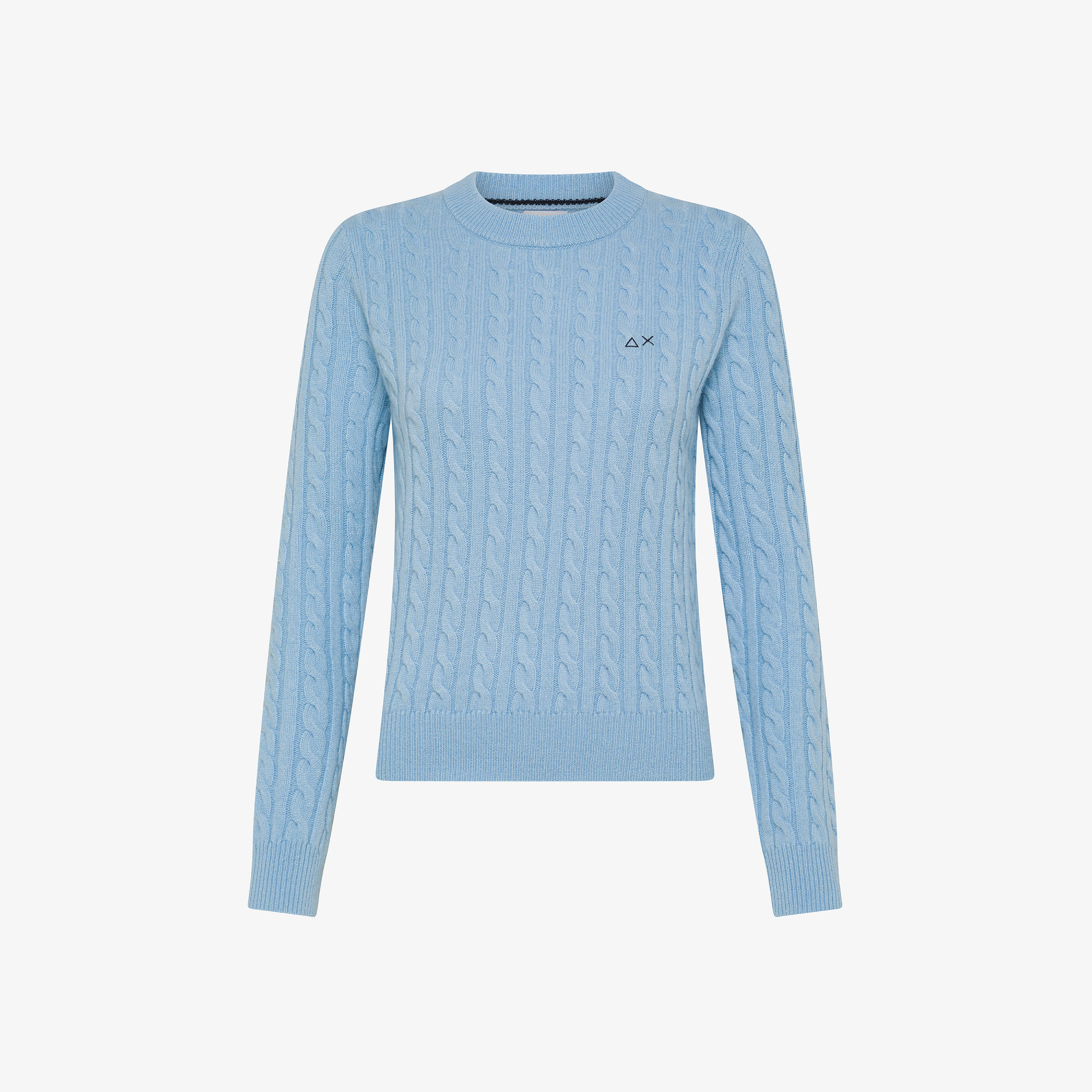 Cable knit cashmere blend jumper SKY BLUE