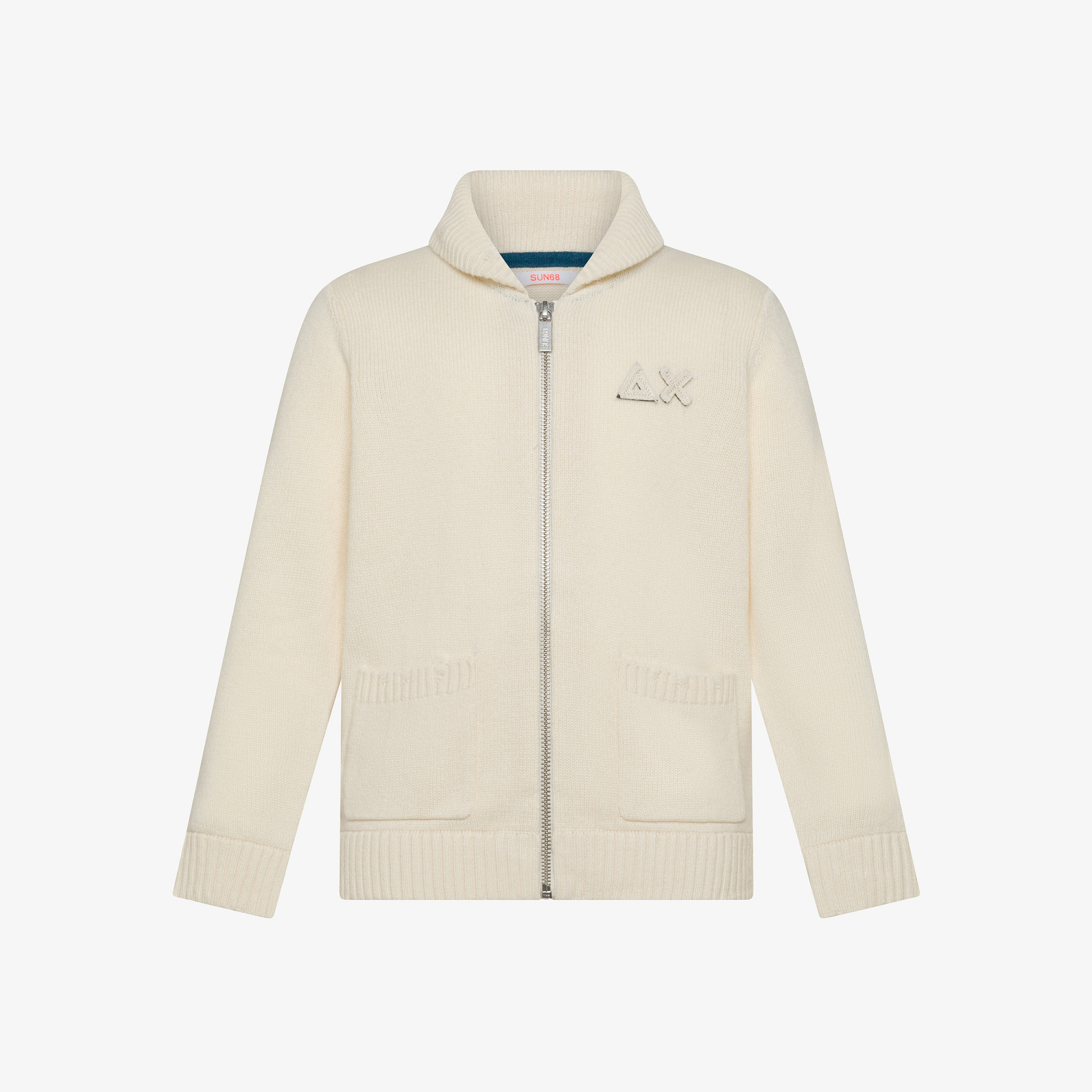 Wool and cashmere zip jumper OFF WHITE