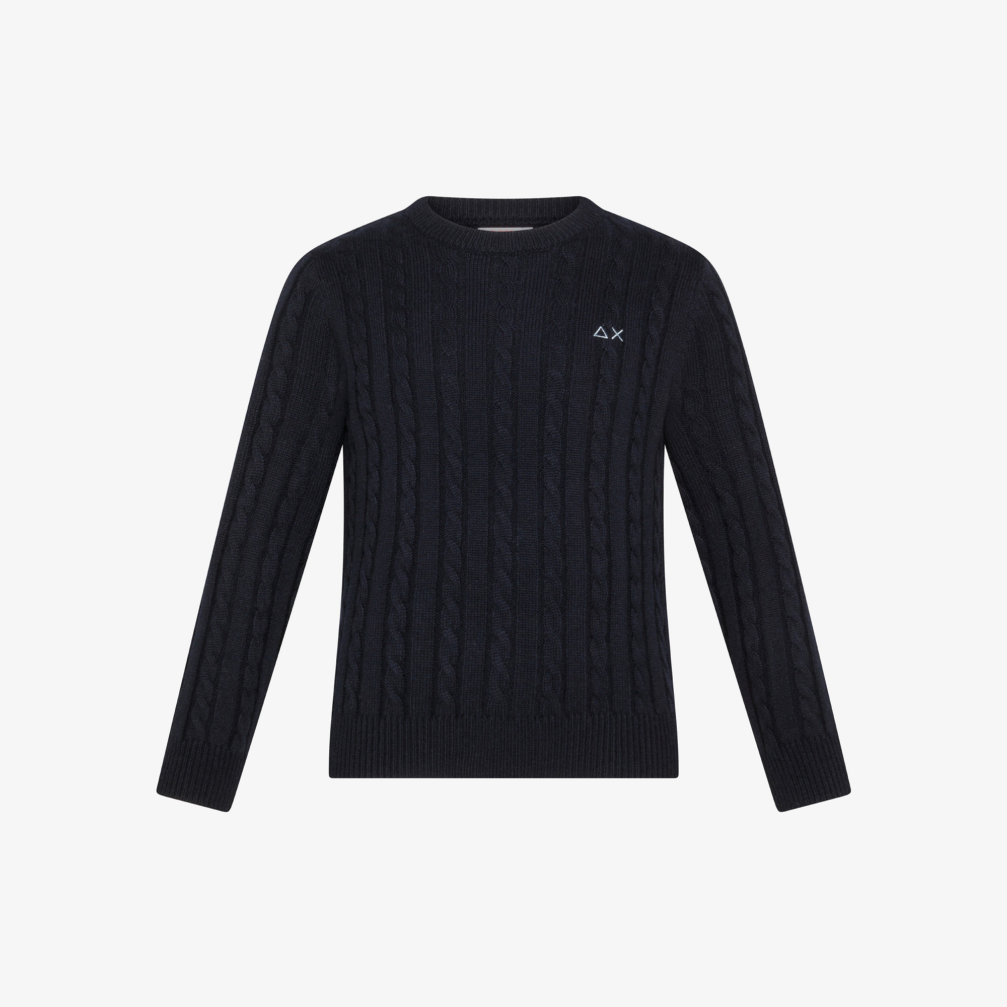 Maglia in lana e cotone a trecce NAVY BLUE