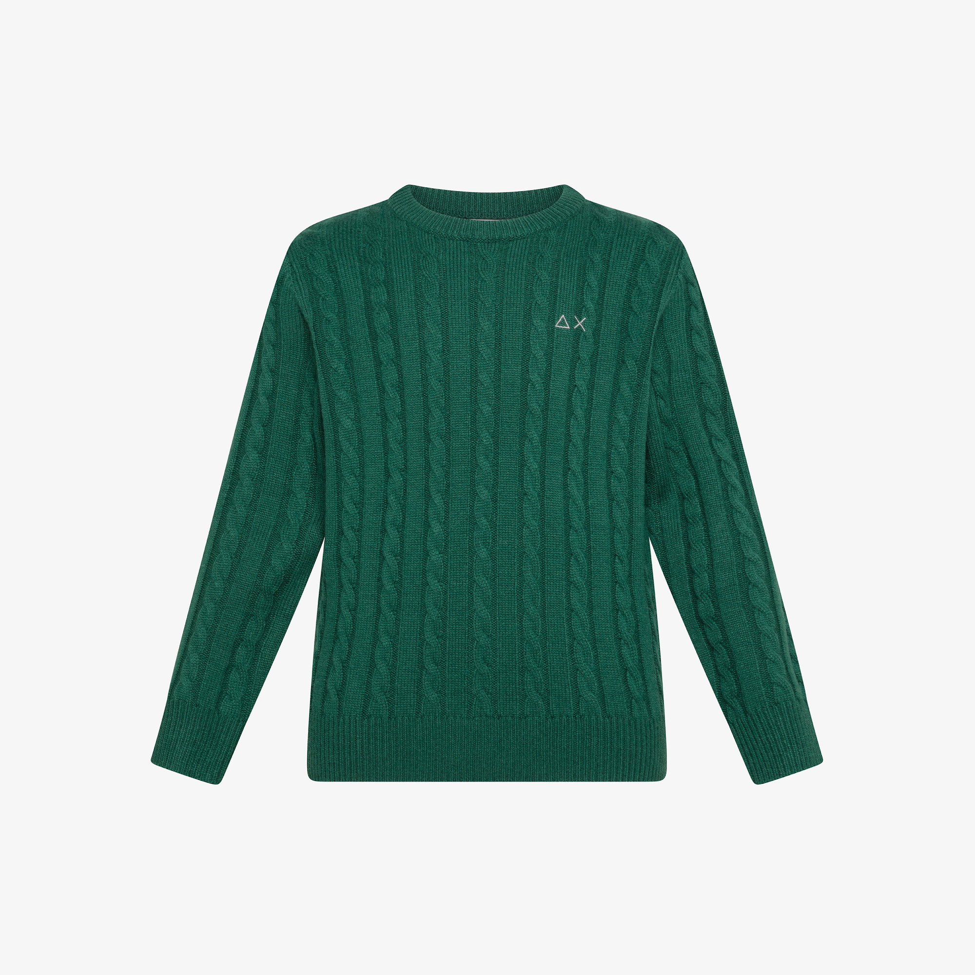 Wool and cotton cable-knit jumper DARK GREEN