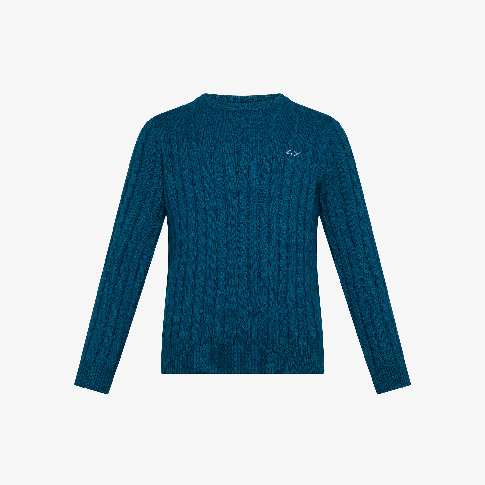 Wool and cotton cable-knit jumper DEEP BLUE