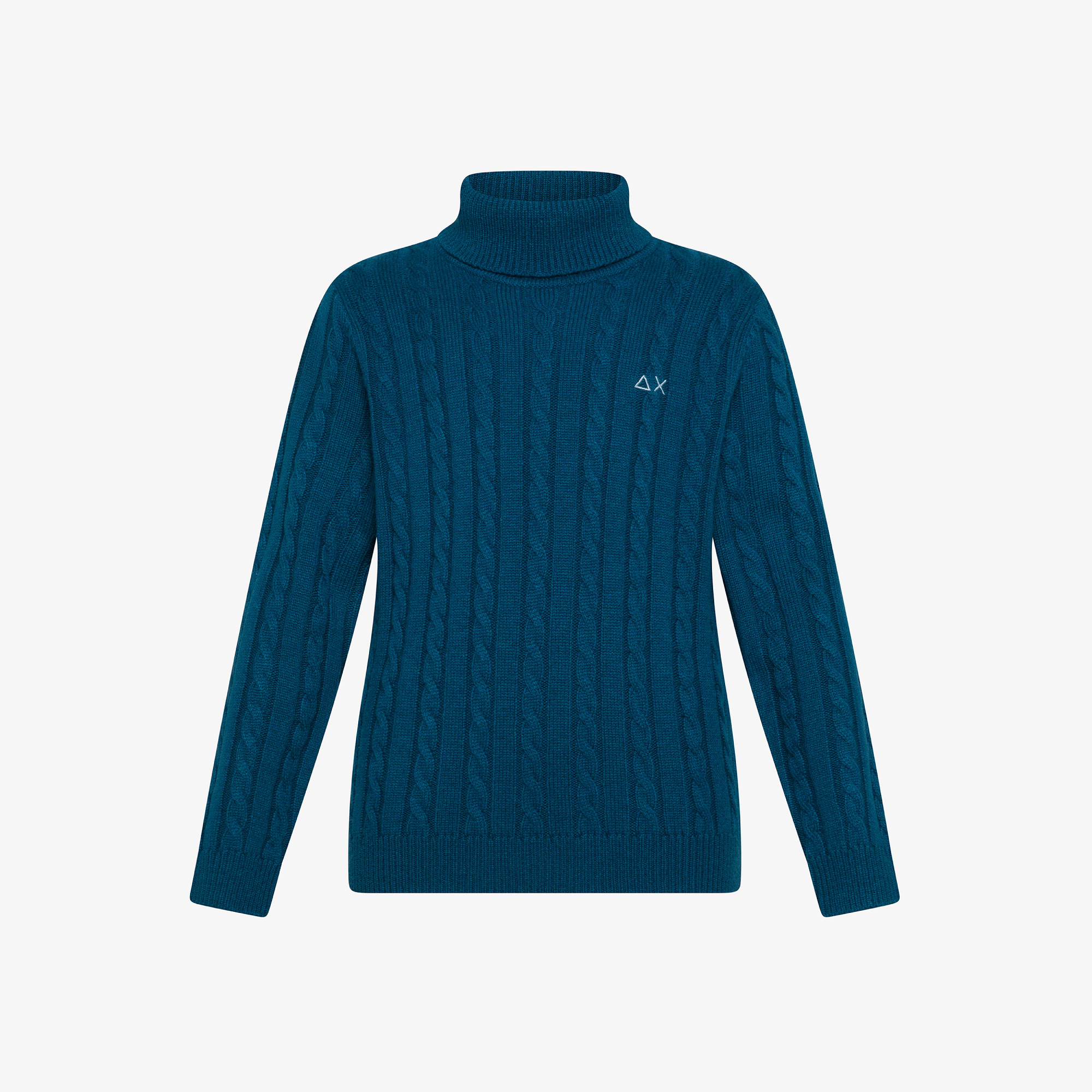 Wool and cotton cable-knit jumper DEEP BLUE