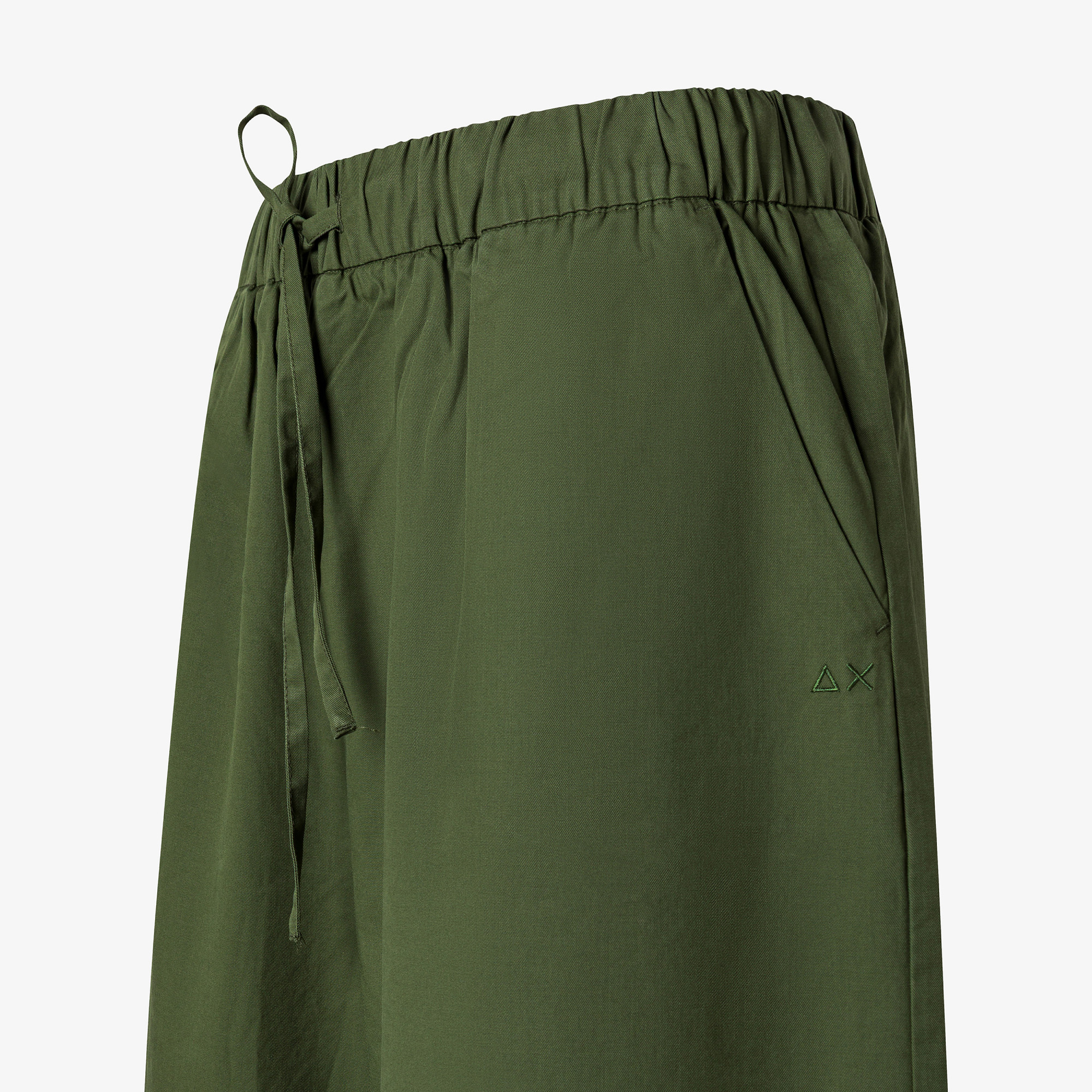Dark green cotton drawstring trousers