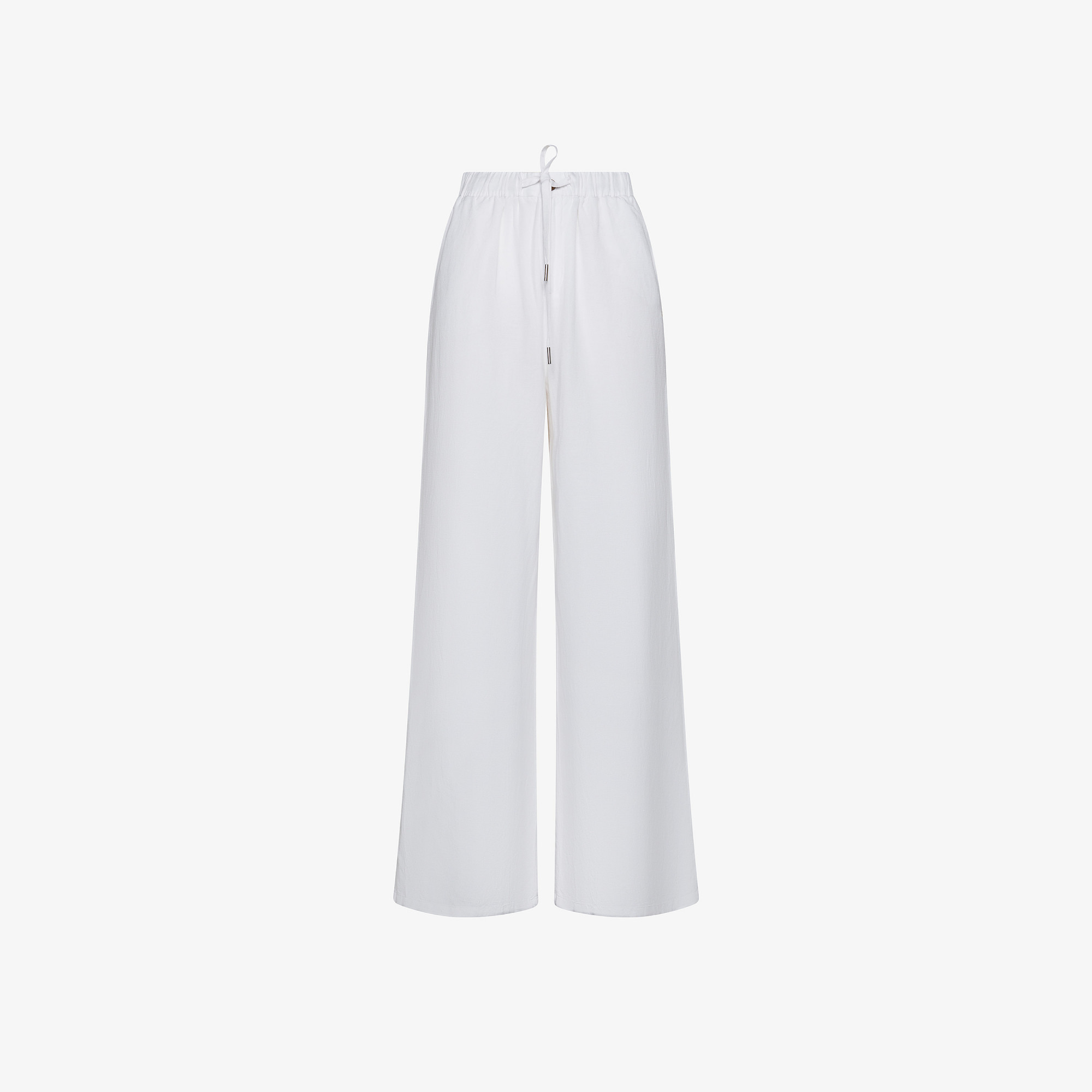 TROUSERS WIDE LEG LINEN BIANCO