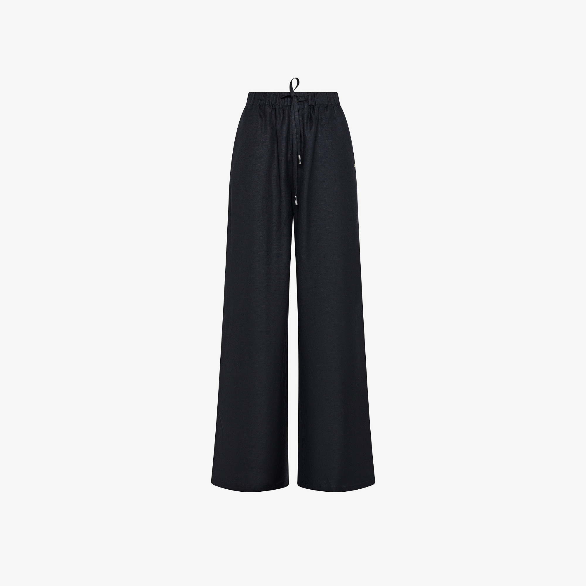 TROUSERS WIDE LEG LINEN NERO