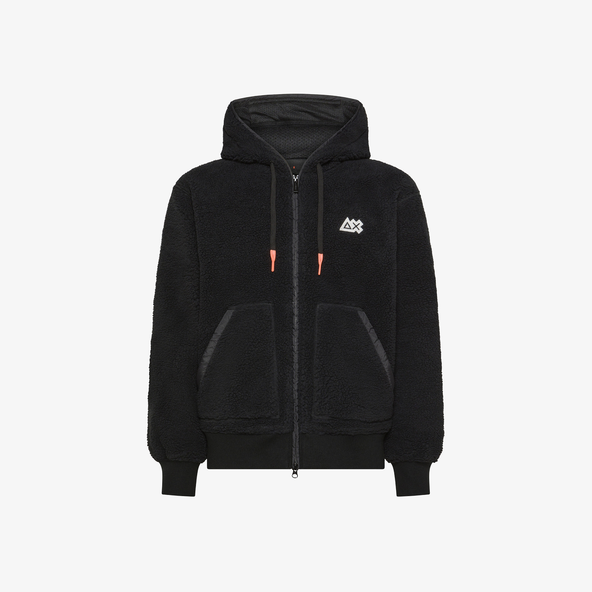 Giacca in teddy con cappuccio NERO