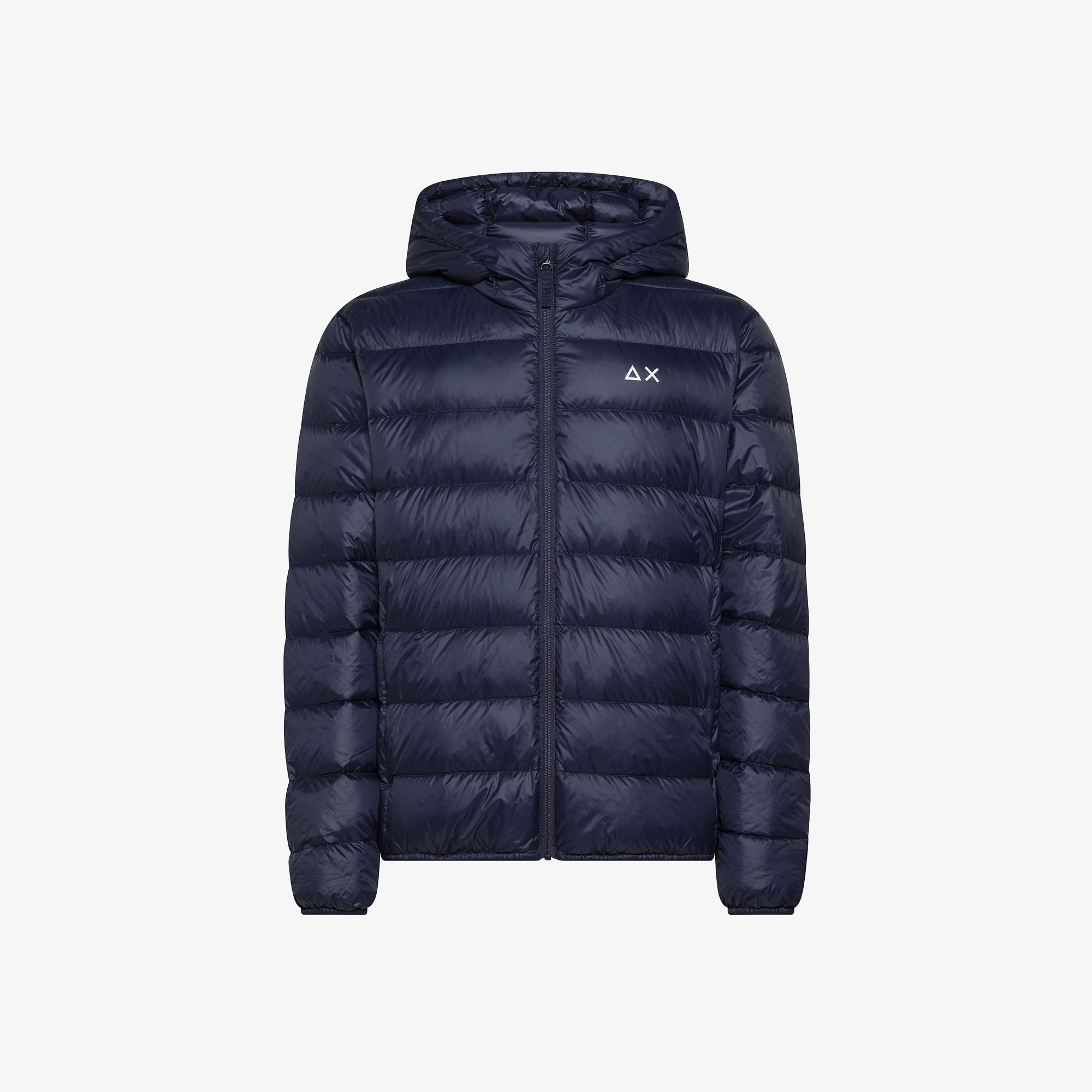 Piumino in nylon con cappuccio navy blue