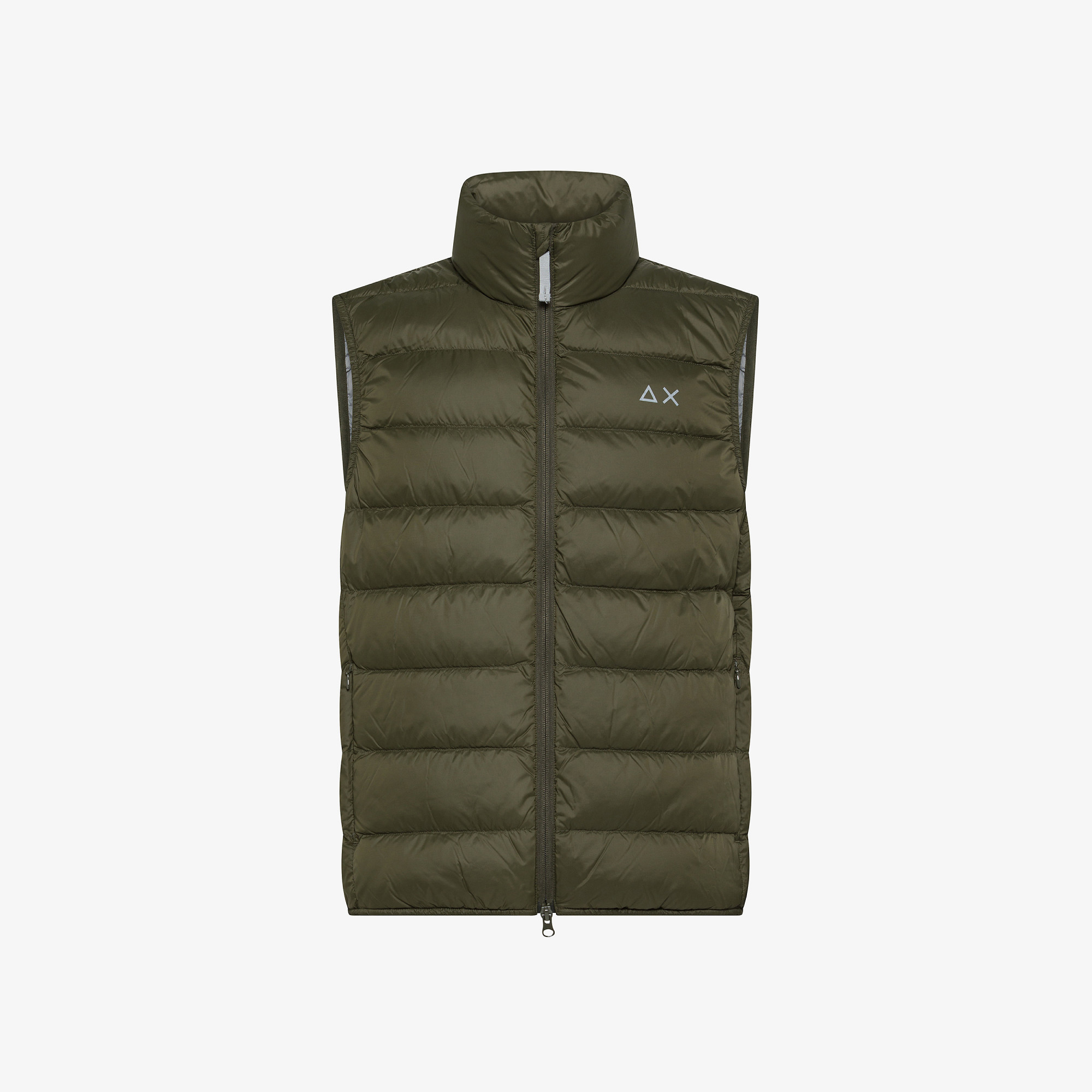 Gilet in nylon imbottito militare scuro