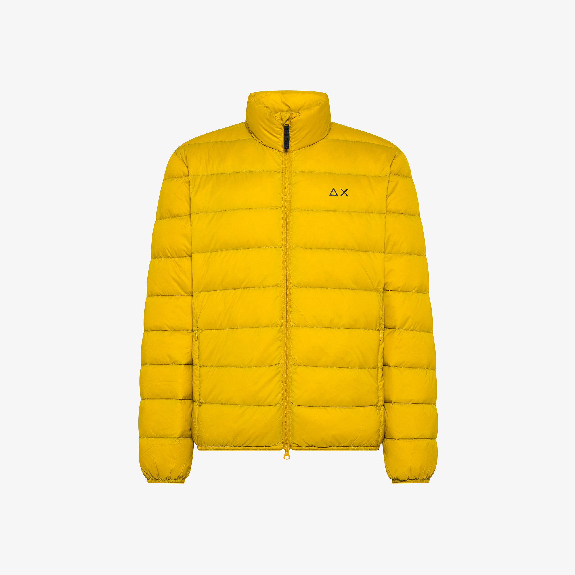 Yellow quilted nylon puffer jacket