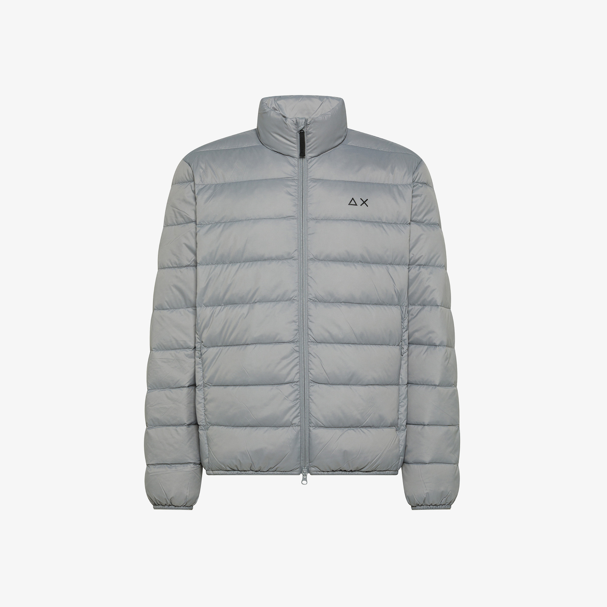 Medium grey quilted nylon puffer jacket