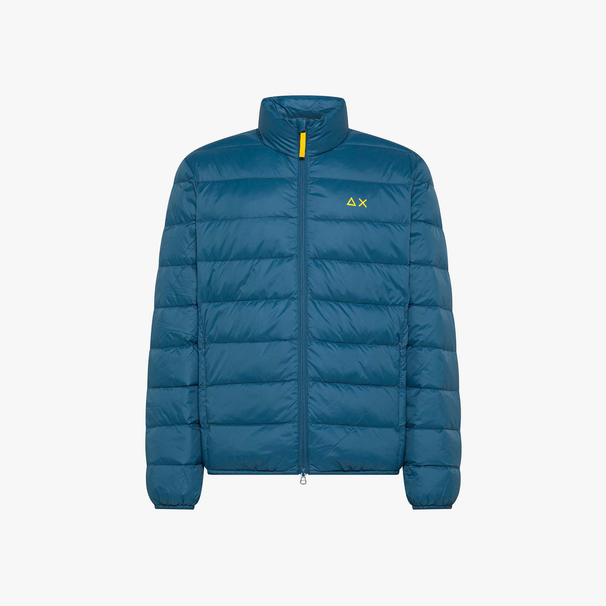 Piumino in nylon trapuntato e imbottito avio scuro