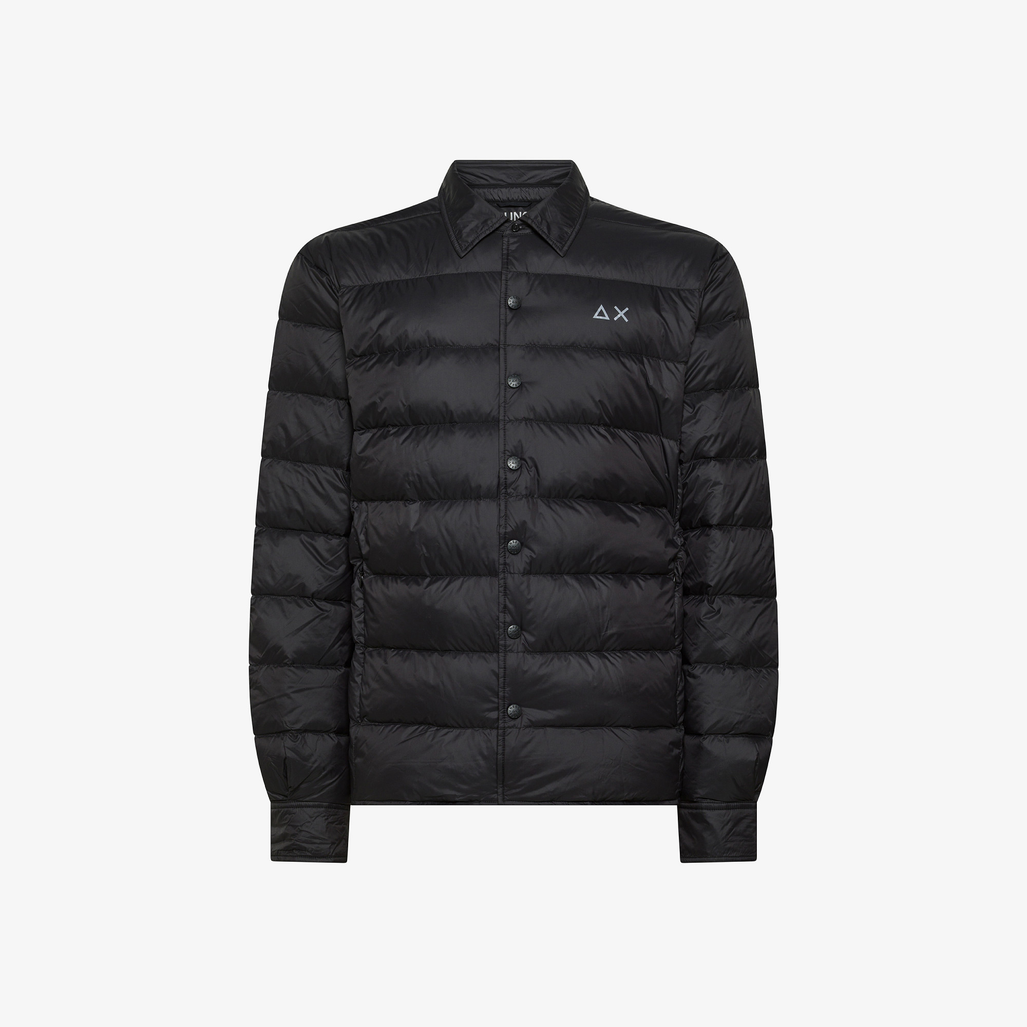 Black quilted nylon overshirt jacket