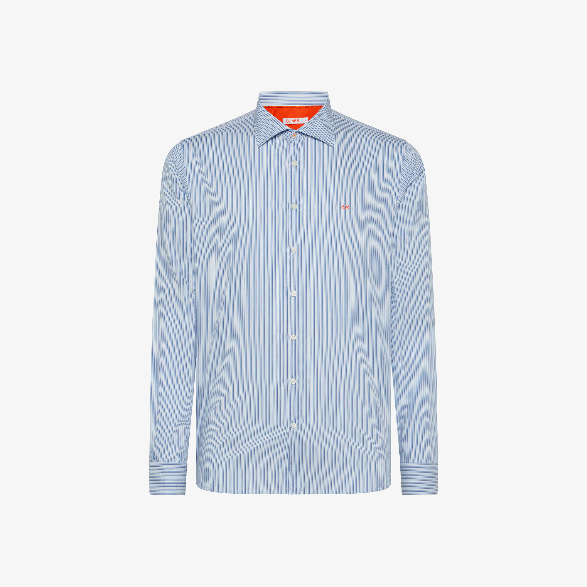 SHIRT CLASSIC STRIPES WITH FLUO DETAIL BIANCO/AZZURRO