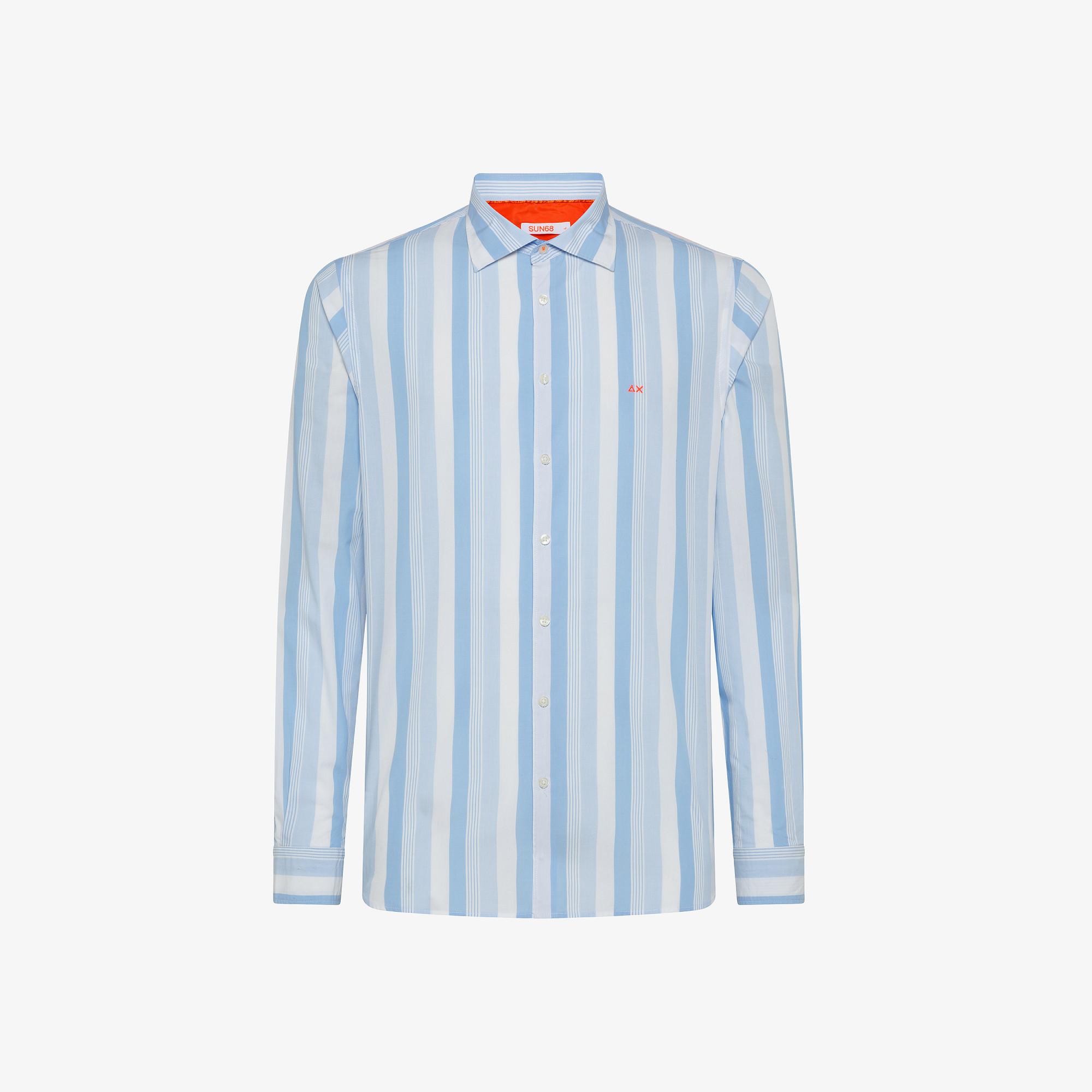 SHIRT CLASSIC STRIPES WITH FLUO DETAIL BIANCO/SKY BLUE
